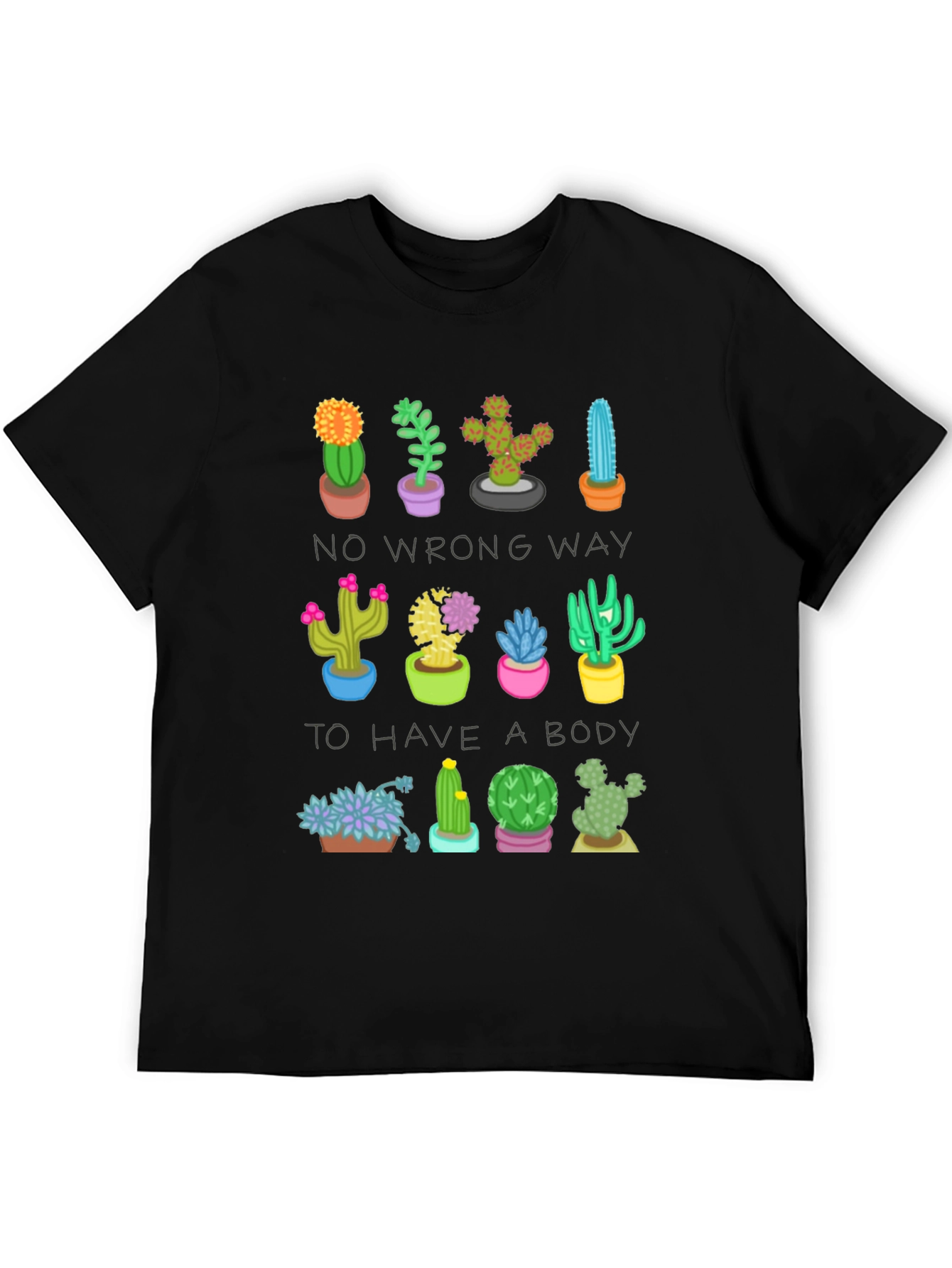 Black Cactus Body Positive T-Shirt view 5