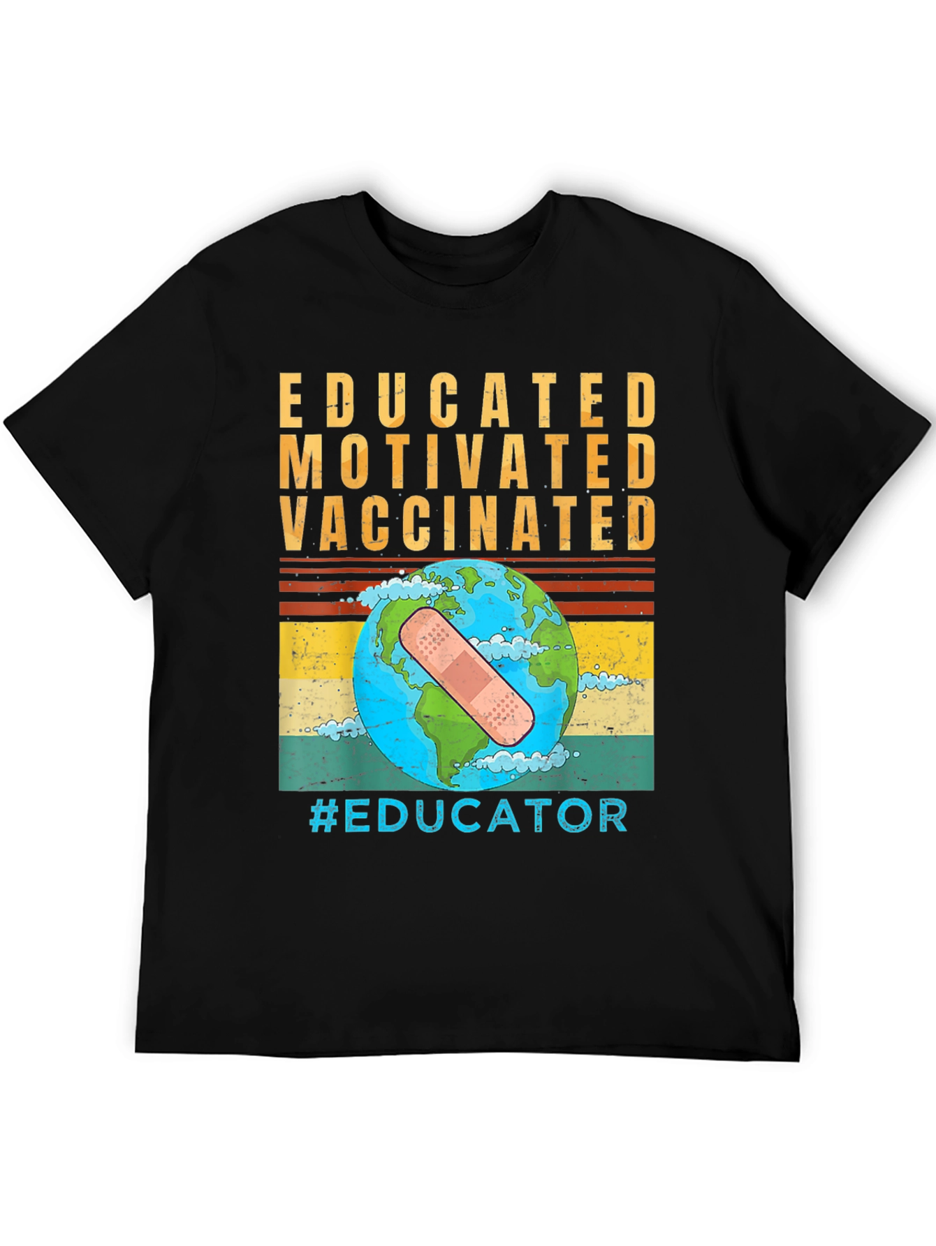 Black Educated Vaccinated Graphic T-Shirt view 5
