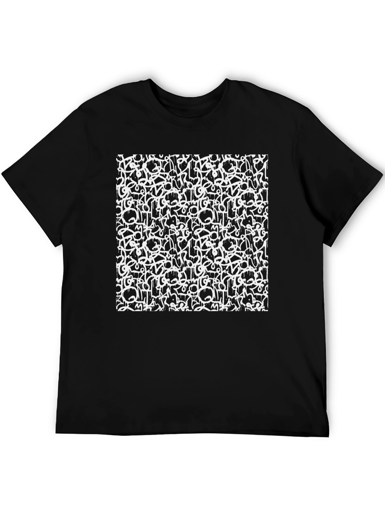 Black Abstract Graffiti Print Black T-Shirt view 5