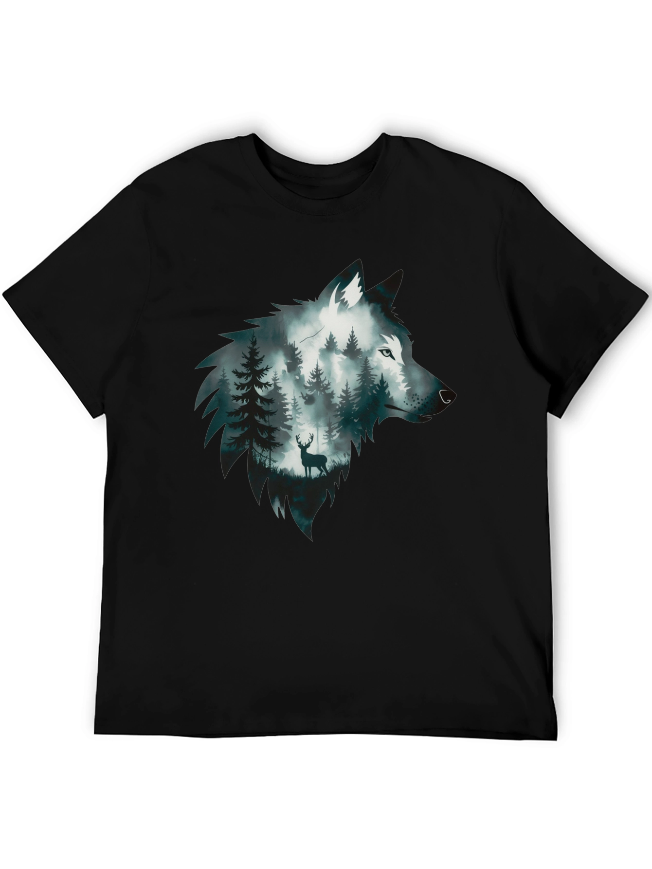 Black Wolf Forest Graphic Tee - Nature Inspired Design view 5