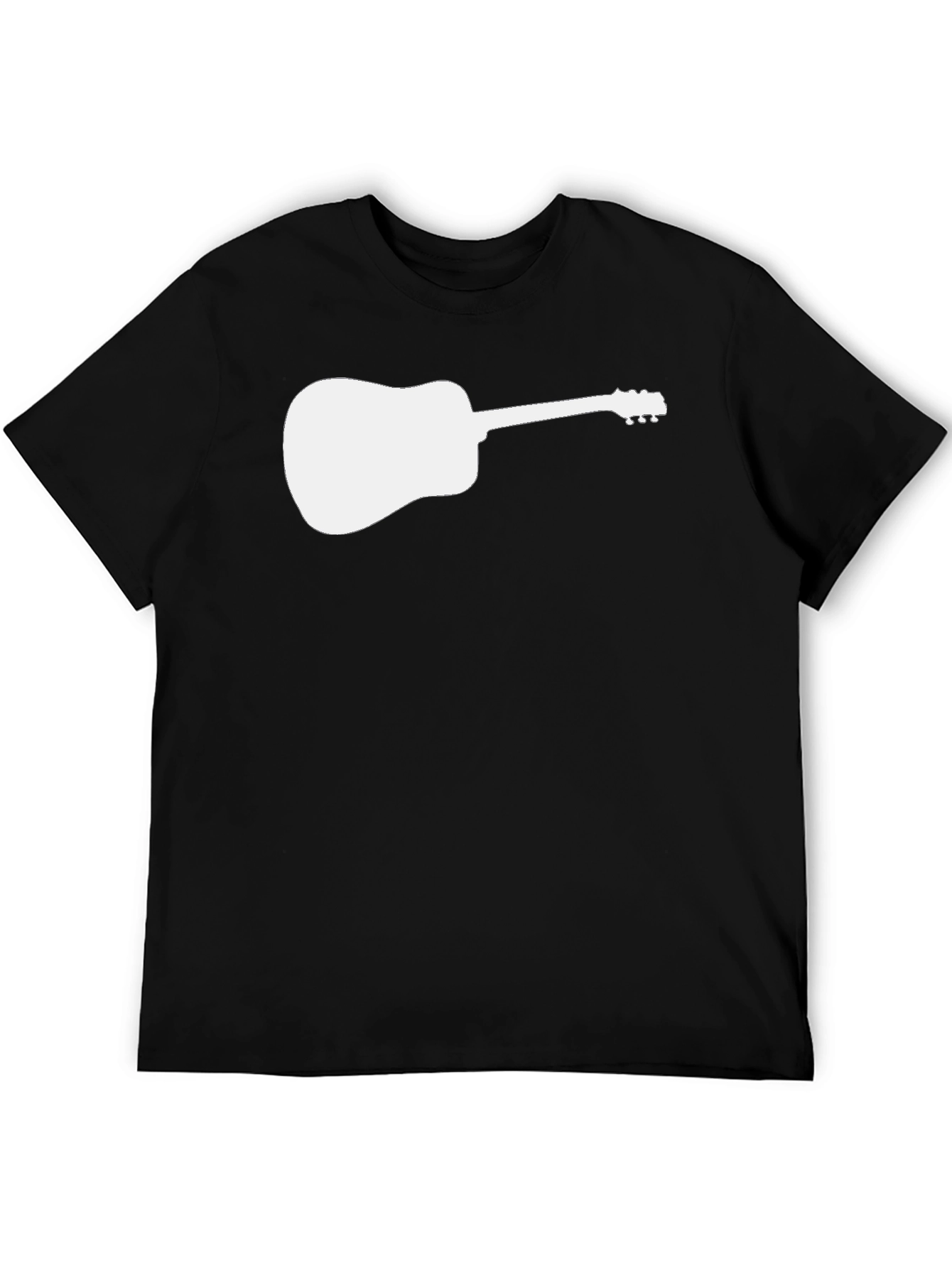 Black Guitar Silhouette Tee - Black Cotton Casual Shirt view 5