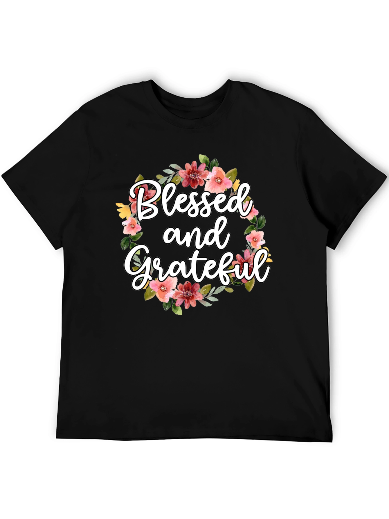 Black Blessed & Grateful Floral T-Shirt view 5