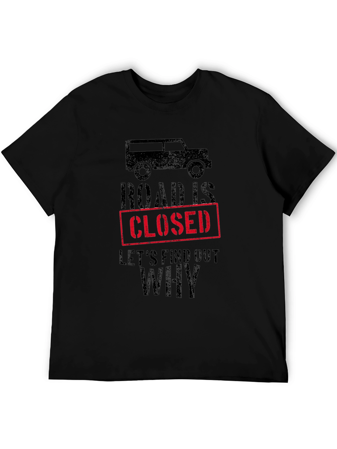 Black Road Closed Graphic Tee - Off-Road Adventure Shirt view 5