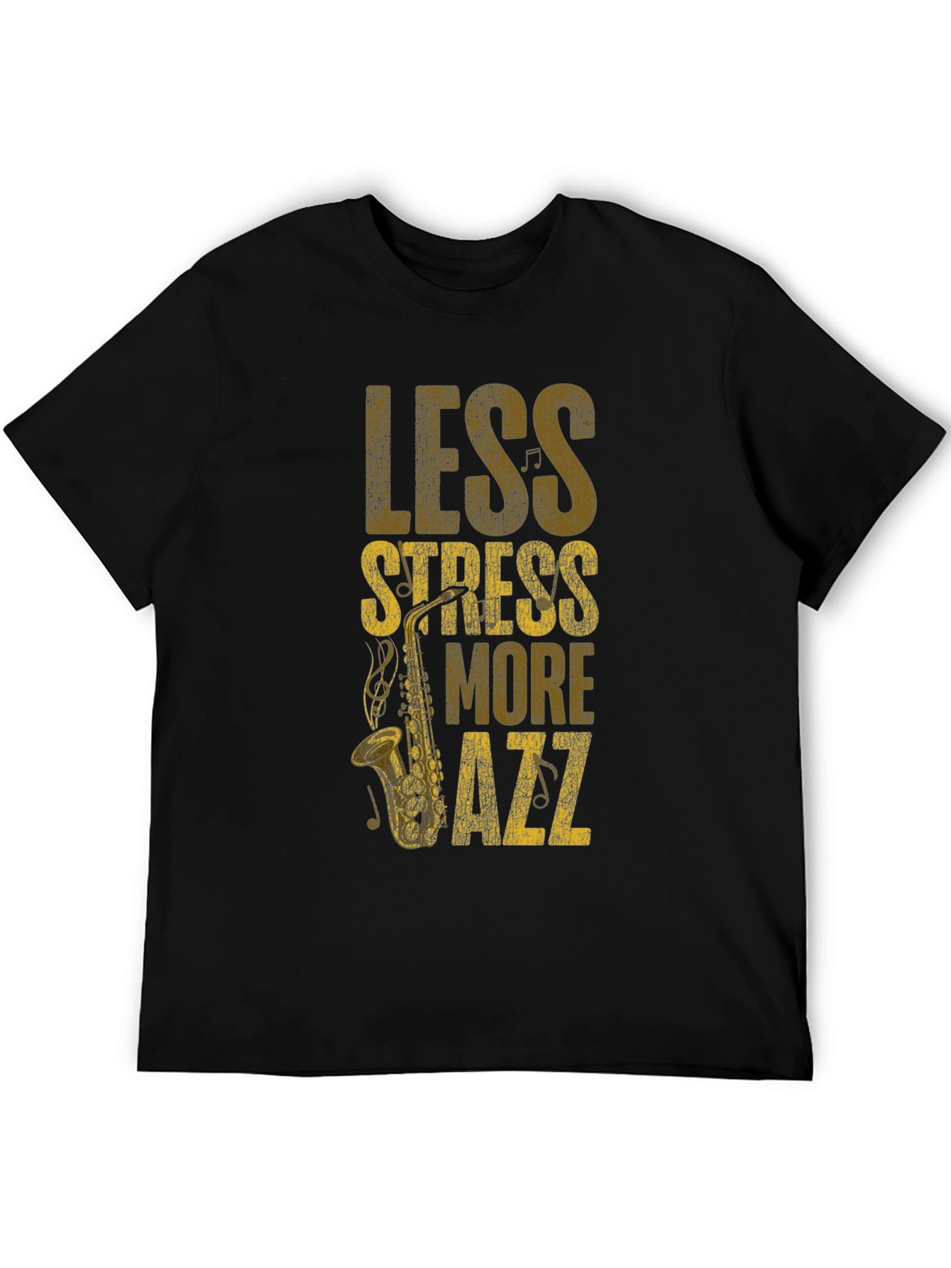 Black Less Stress More Jazz T-Shirt - Cool Music Tee view 5