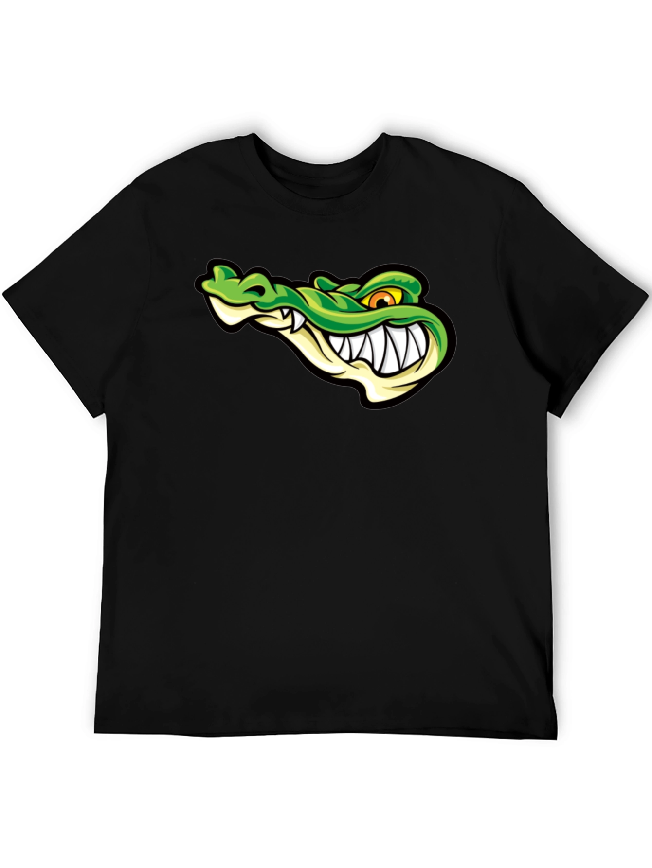 Black Cool Alligator Graphic Print Black T-Shirt view 5