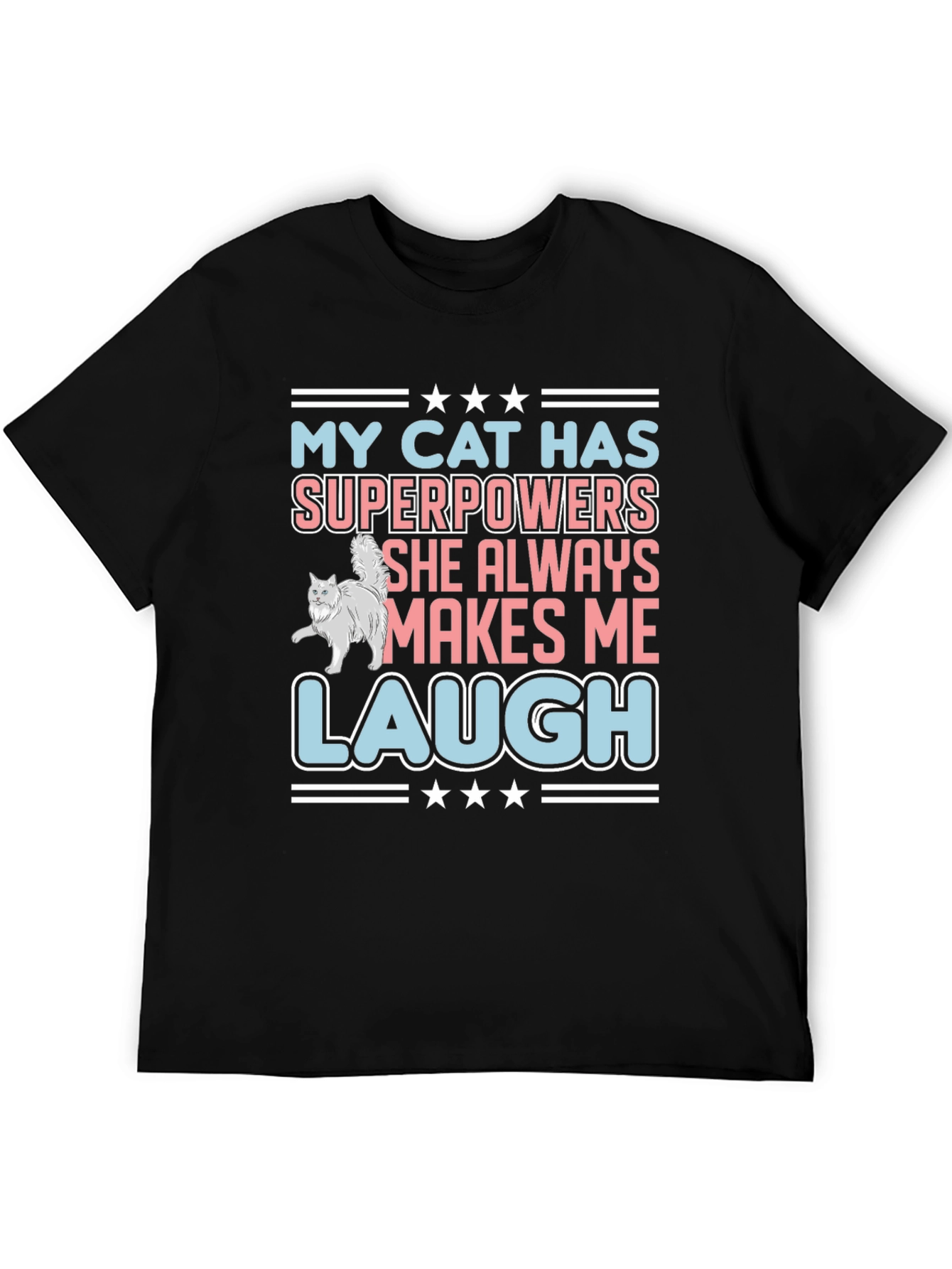 Black Funny Cat Superpowers T-Shirt view 5