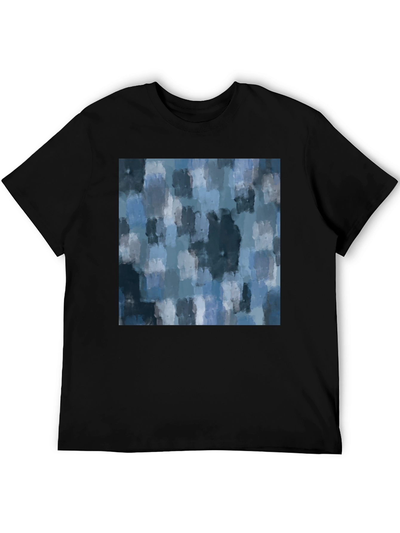 Black Abstract Watercolor Pattern T-Shirt view 5