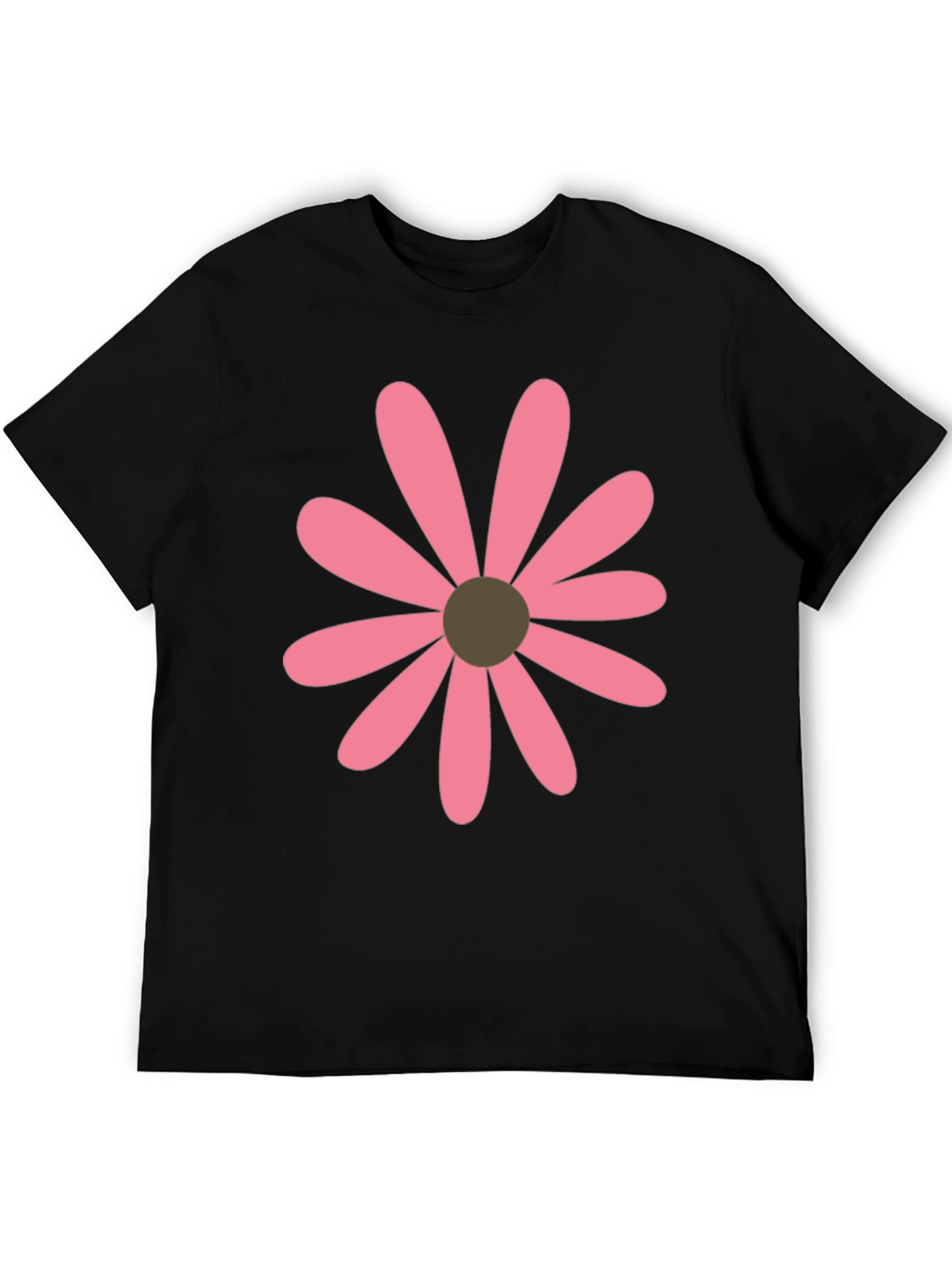 Black Pink Daisy Graphic Black T-Shirt view 5