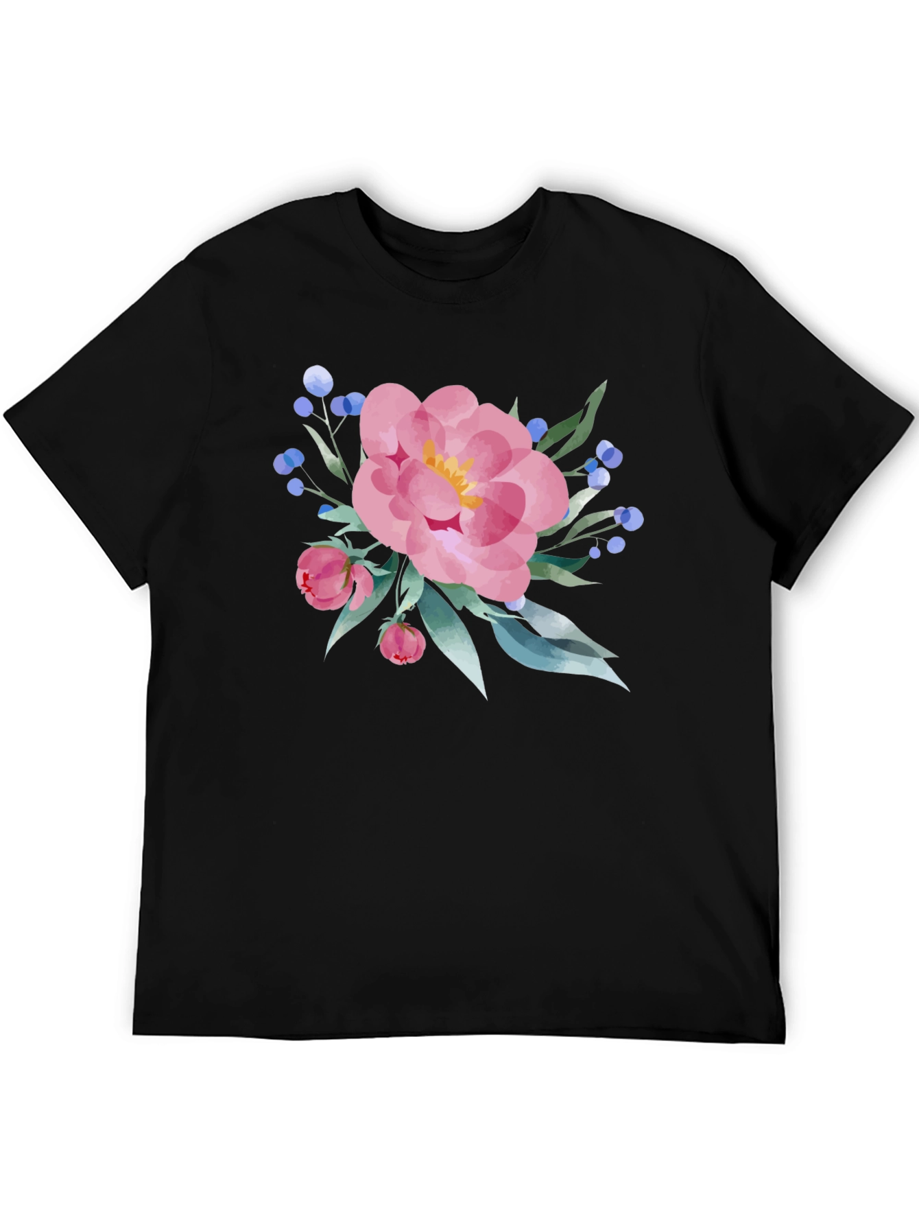 Black Floral Print Black T-Shirt view 5