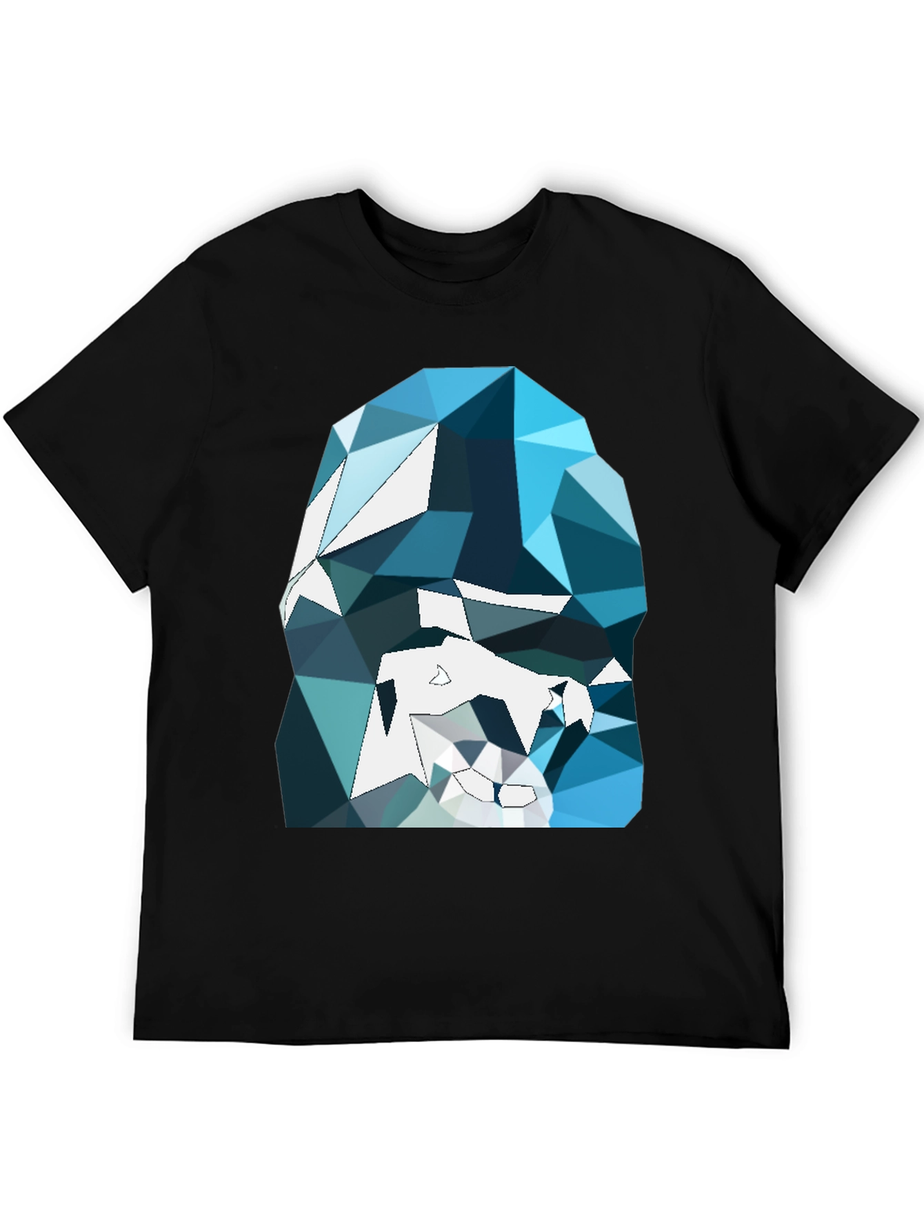 Black Abstract Geometric Gorilla Graphic Tee - Black view 5