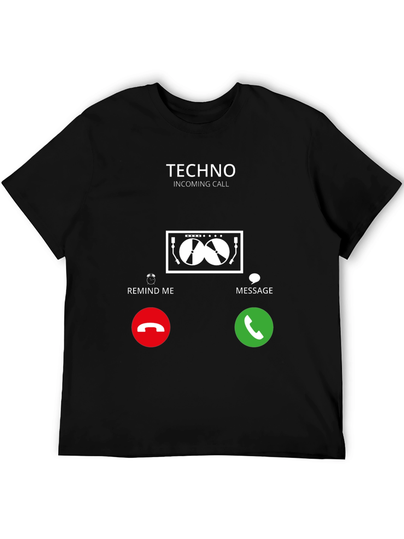 Black Techno Incoming Call Graphic T-Shirt view 5