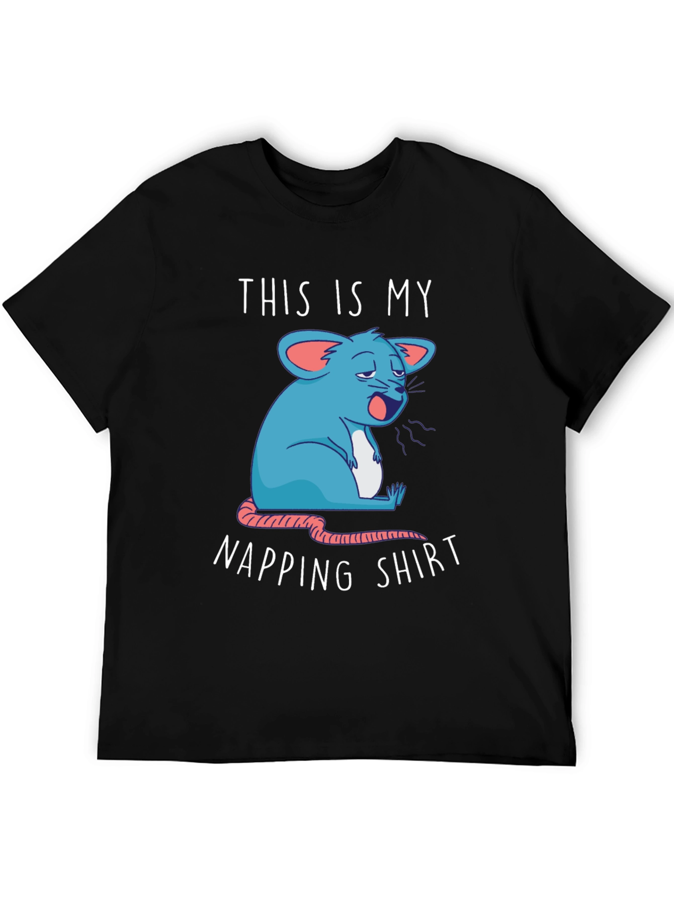 Black Napping Shirt - Funny Cartoon Sleepy Mouse Tee view 5