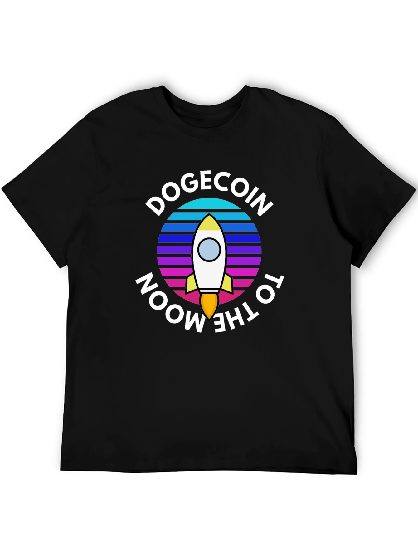 Black Dogecoin To The Moon Black T-Shirt view 5