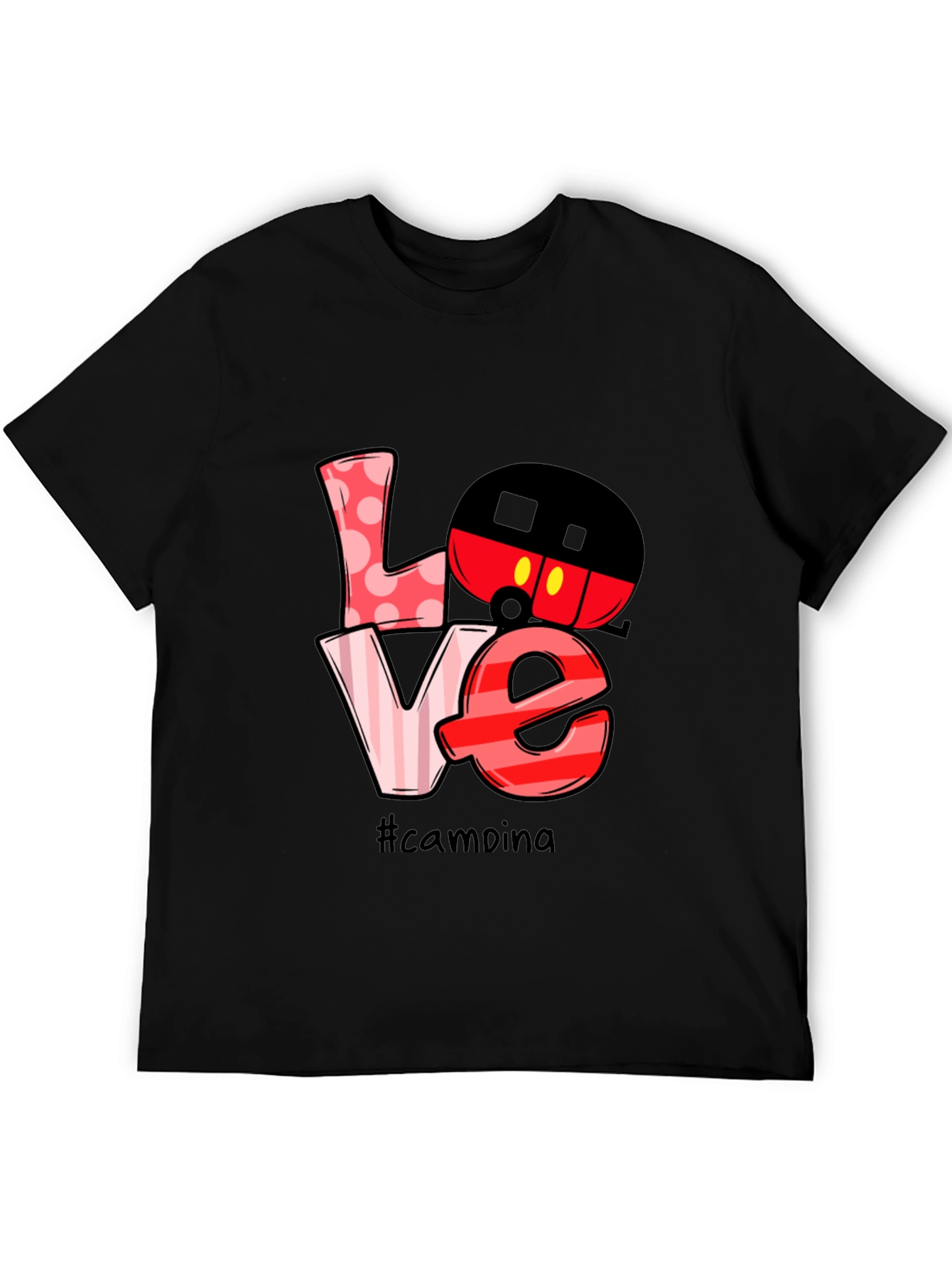 Black Love Camping Mickey Mouse T-Shirt view 5