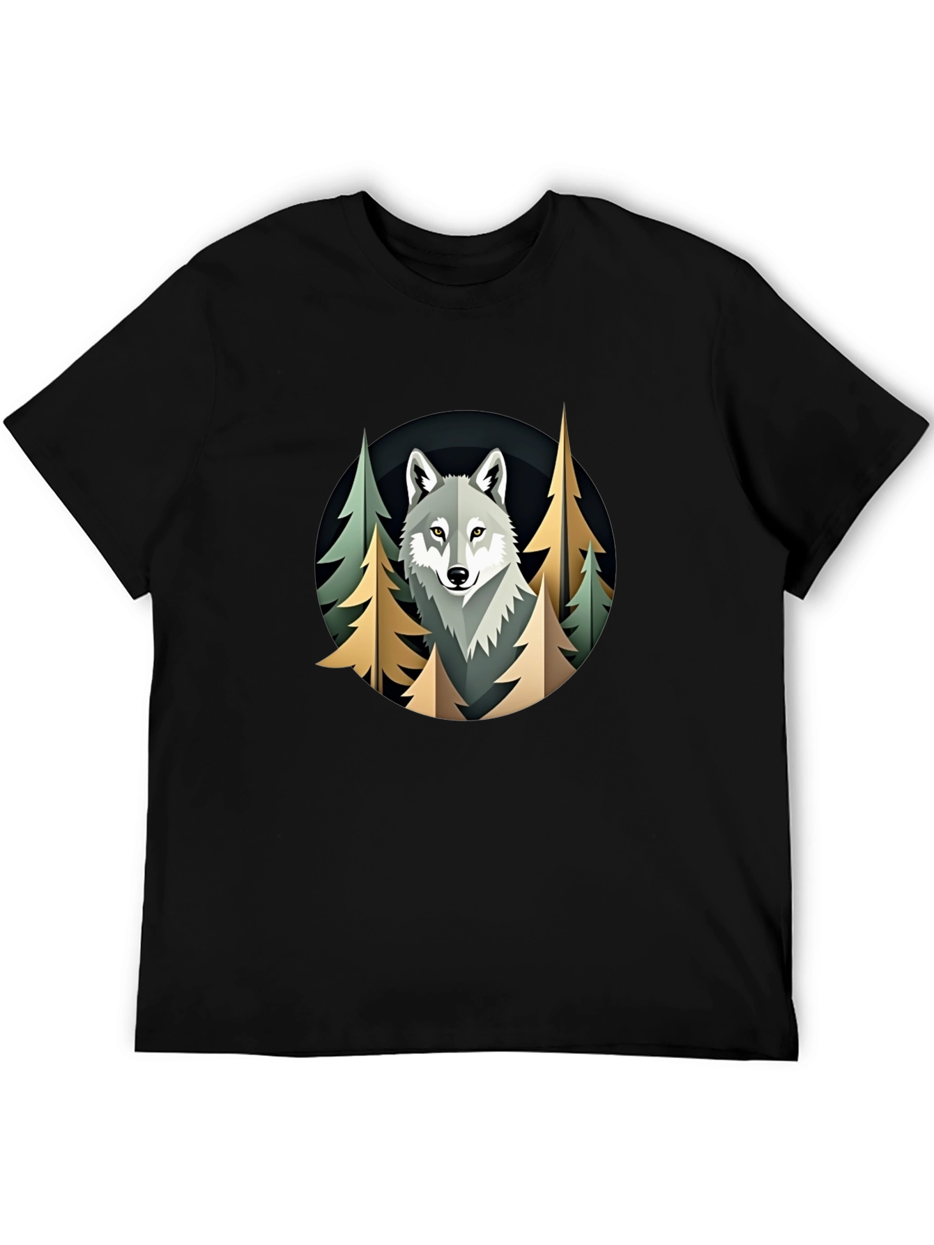 Black Wolf in Woods Graphic Tee - Premium Black T-Shirt view 5