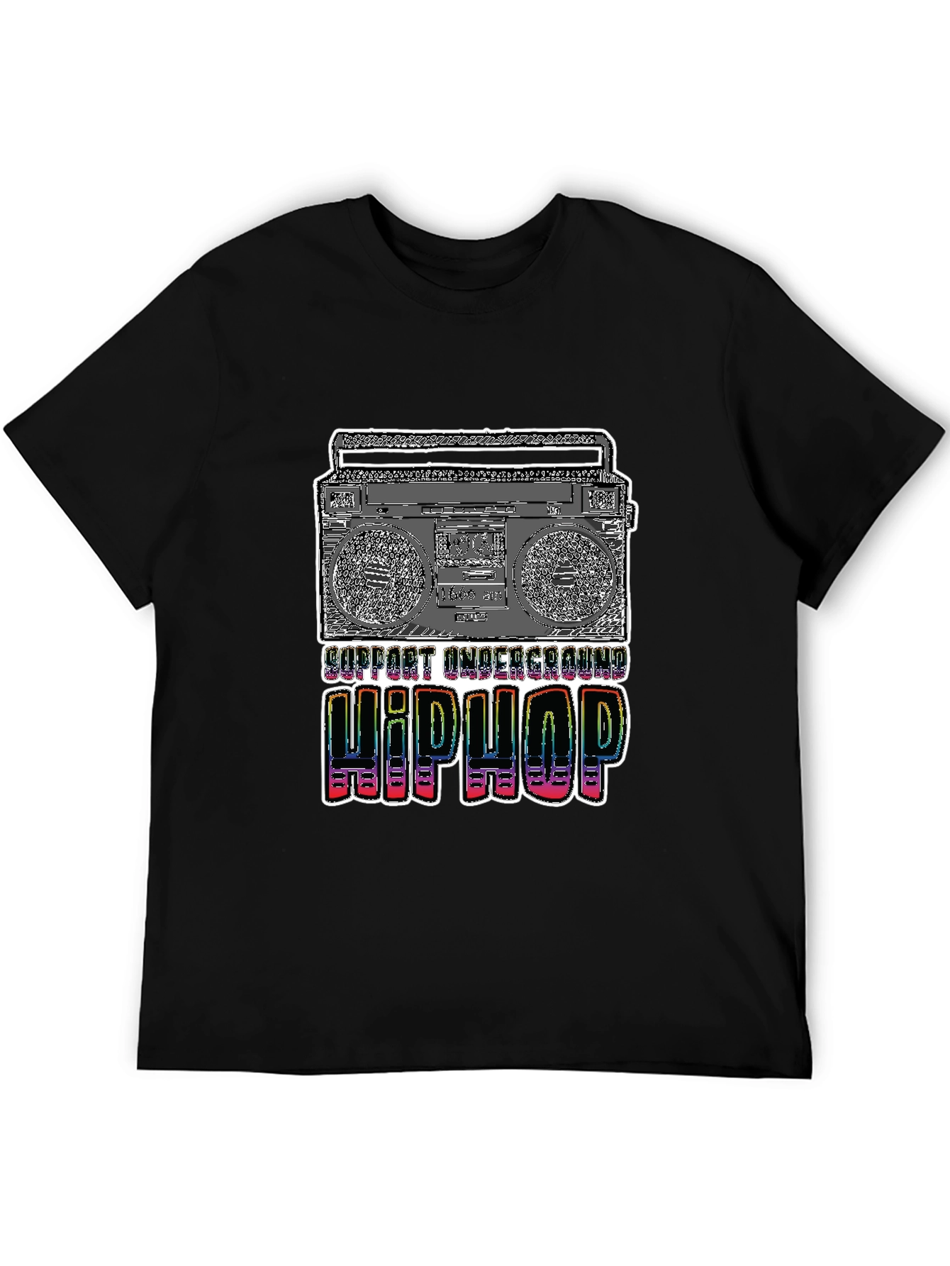 Black Underground Hip Hop Boombox Graphic Tee view 5