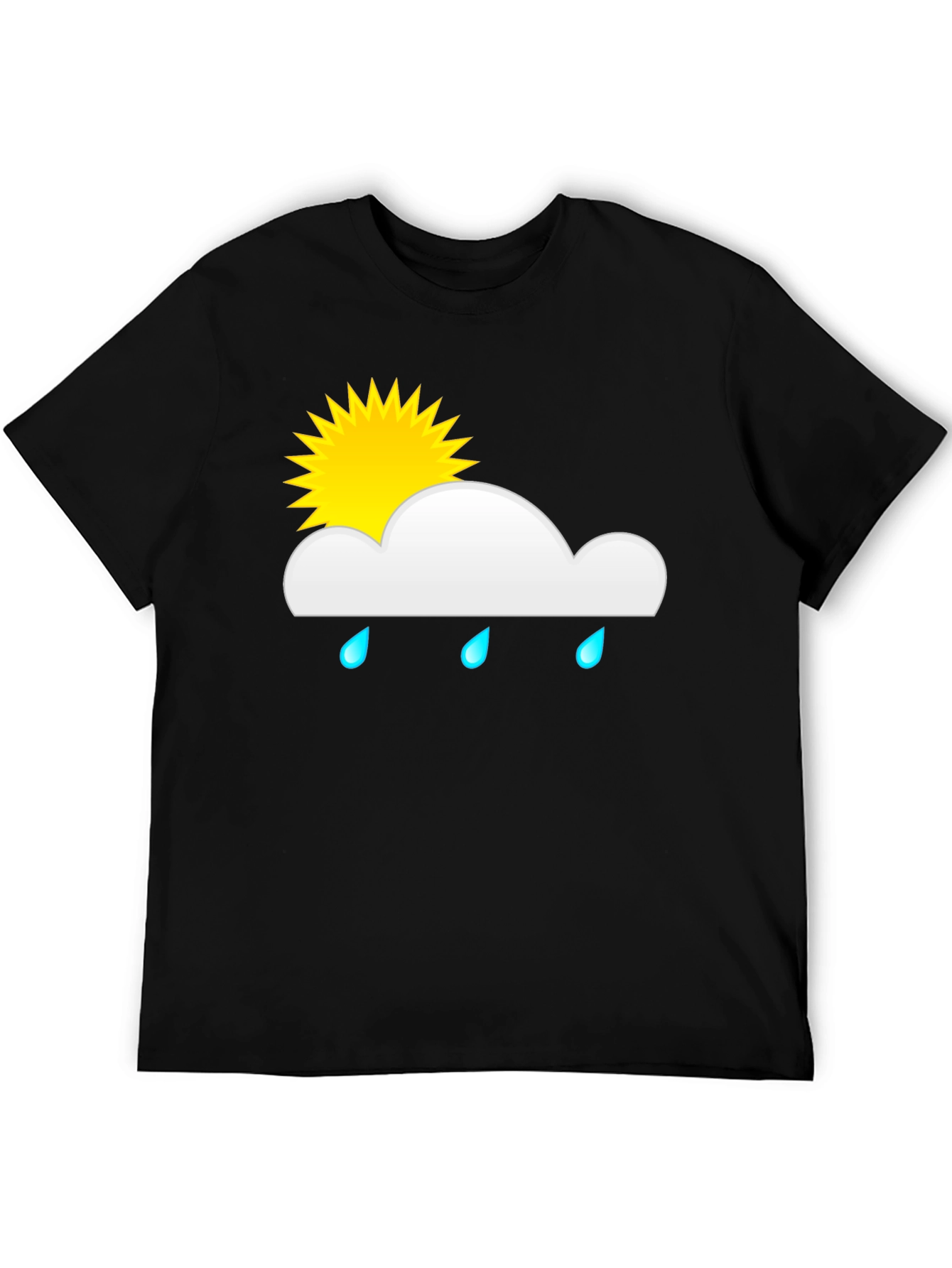 Black Rainy Day Sun Graphic Tee - Black Cotton T-Shirt view 5