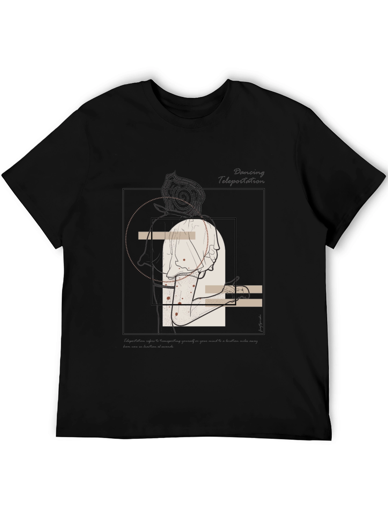 Black Abstract Line Art Graphic Tee - Unisex view 5