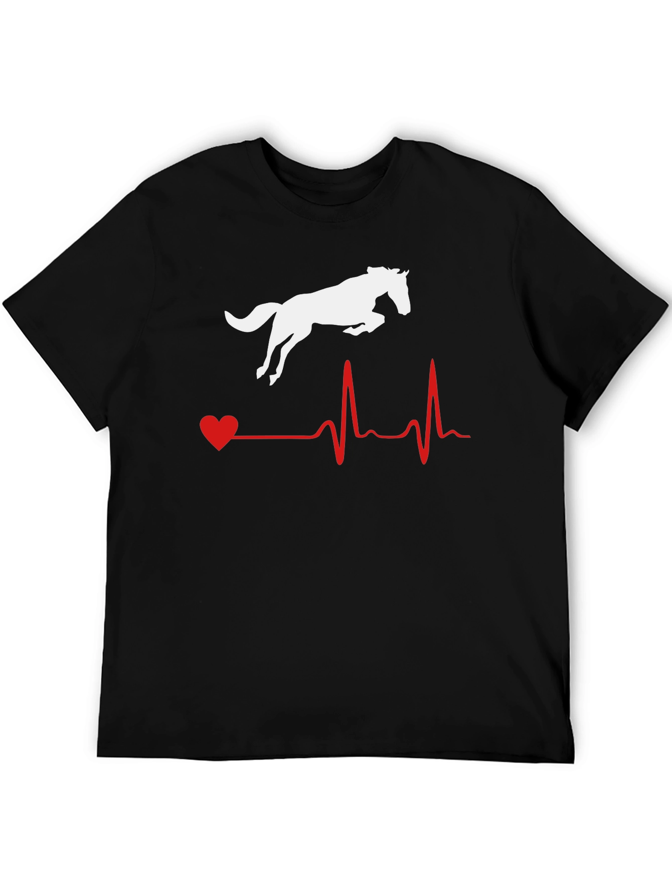 Black Horse Heartbeat Graphic Tee - Equestrian Lover Shirt view 5