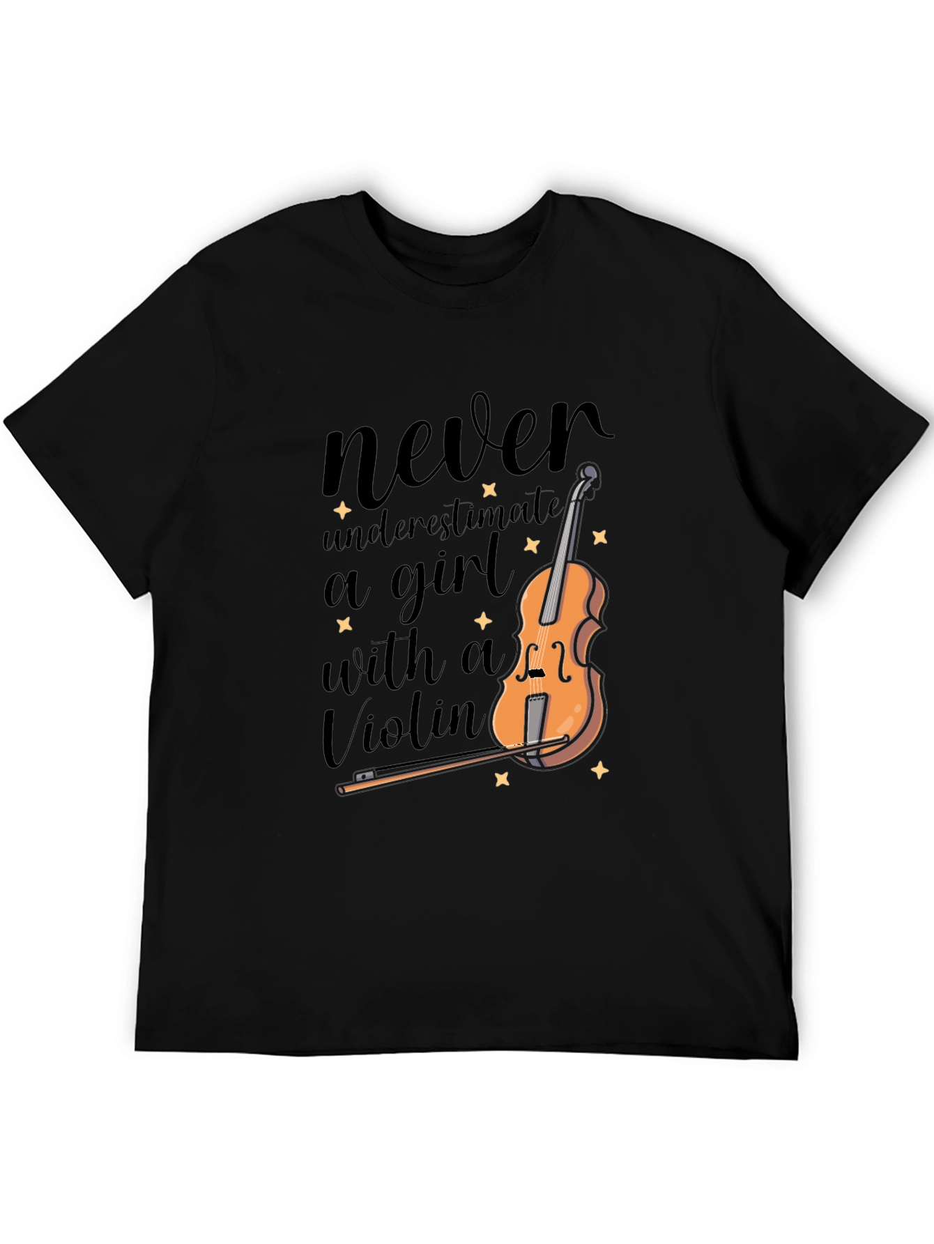 Black Never Underestimate a Girl with a Violin T-Shirt view 5