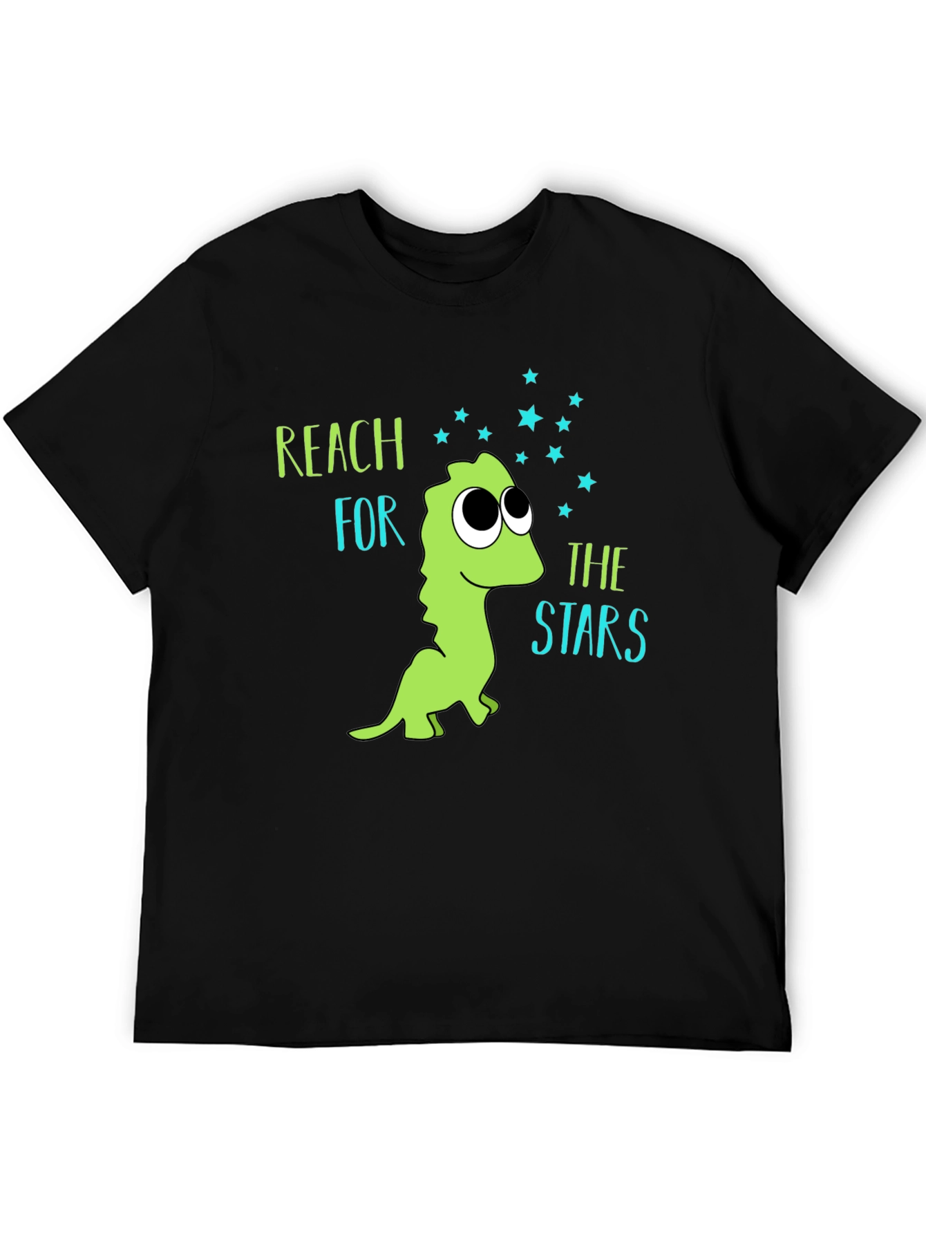 Black Reach for the Stars Dinosaur T-Shirt view 5
