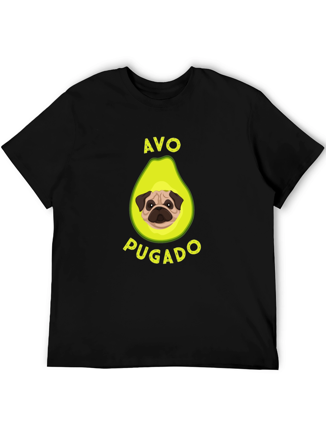 Black Avo-Pugado T-Shirt | Funny Avocado Pug Tee view 5