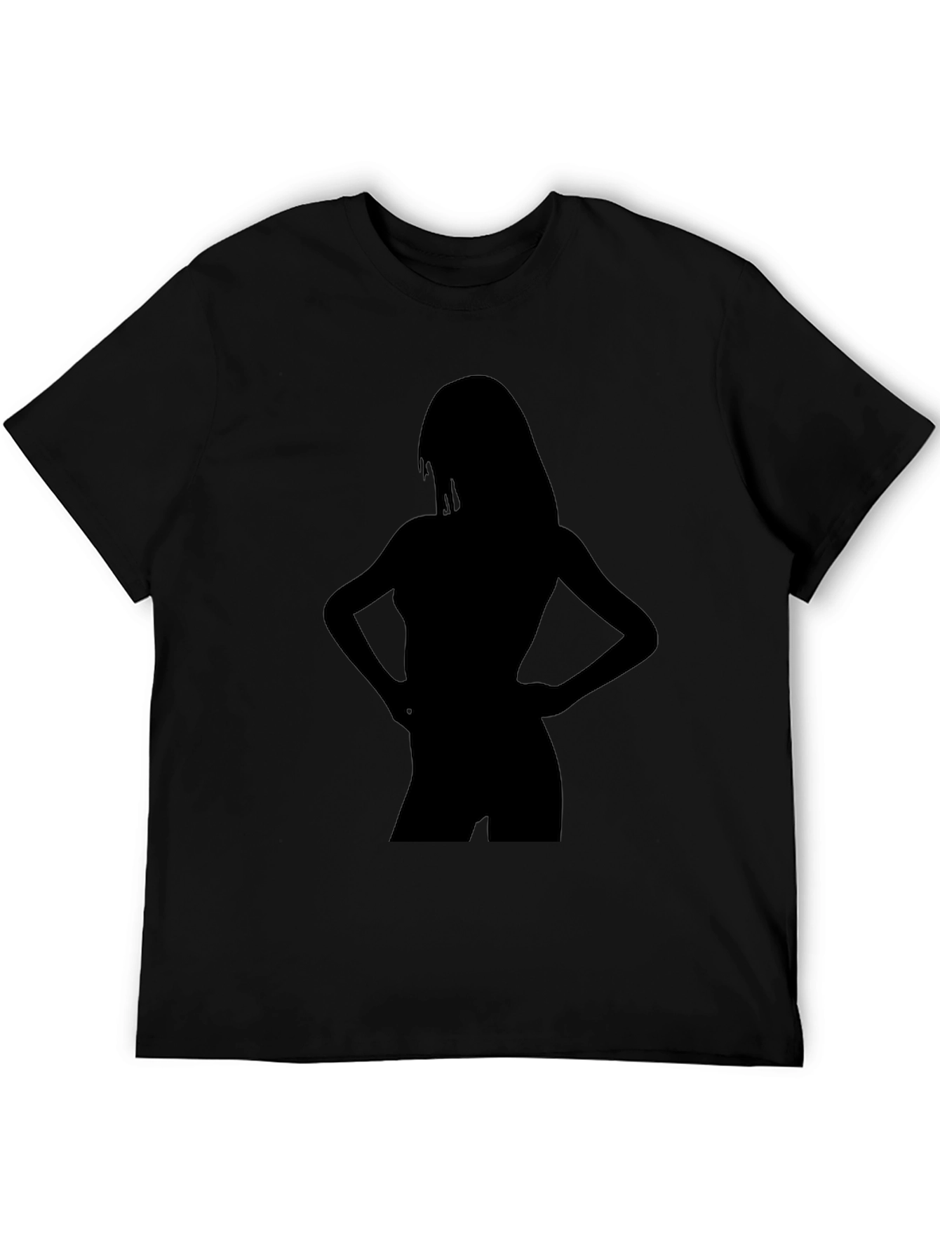 Black Silhouette Graphic Tee - Sleek Black Cotton T-Shirt view 5
