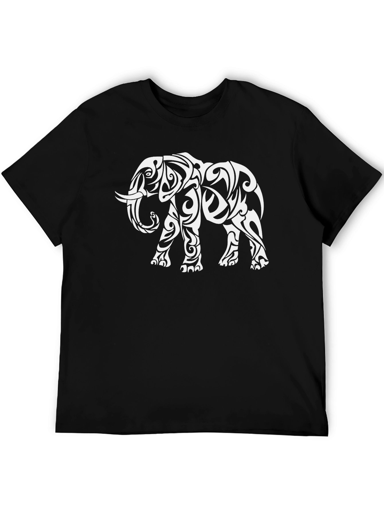 Black Tribal Elephant Graphic Tee - Black Casual Shirt view 5