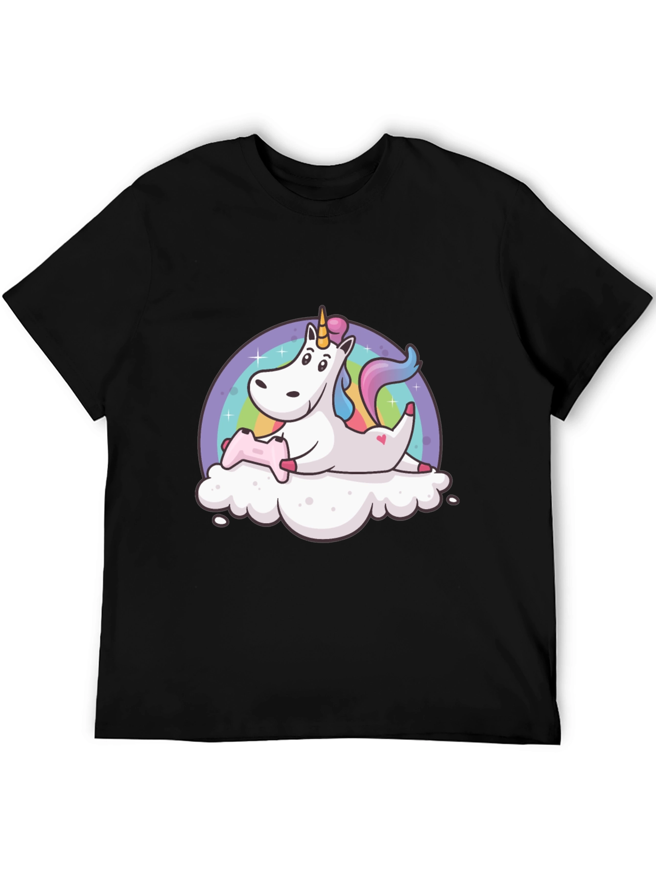 Black Unicorn Gamer T-Shirt - Black Cotton Tee view 5