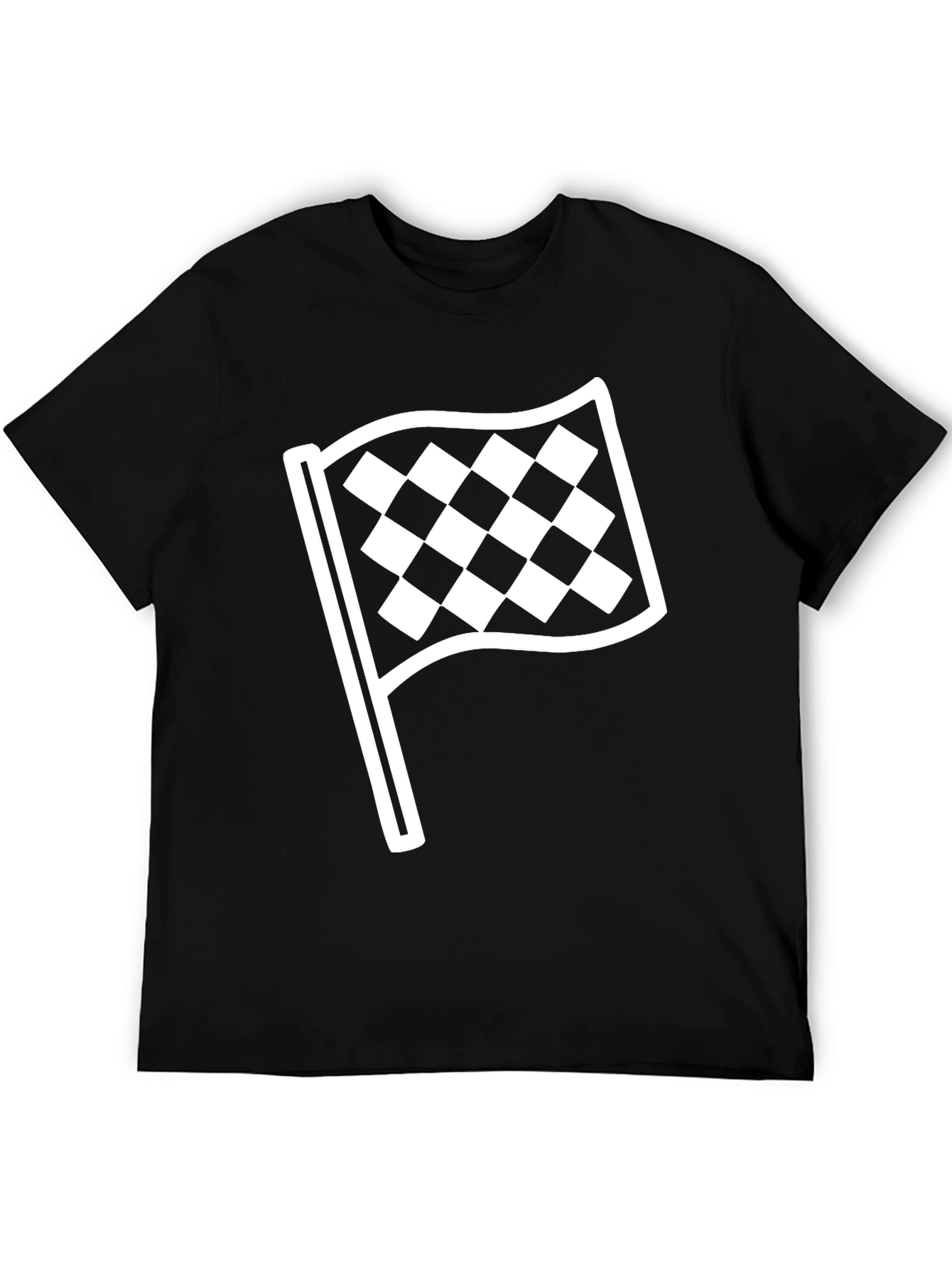 Black Checkered Flag Graphic Tee - Black Unisex T-Shirt view 5
