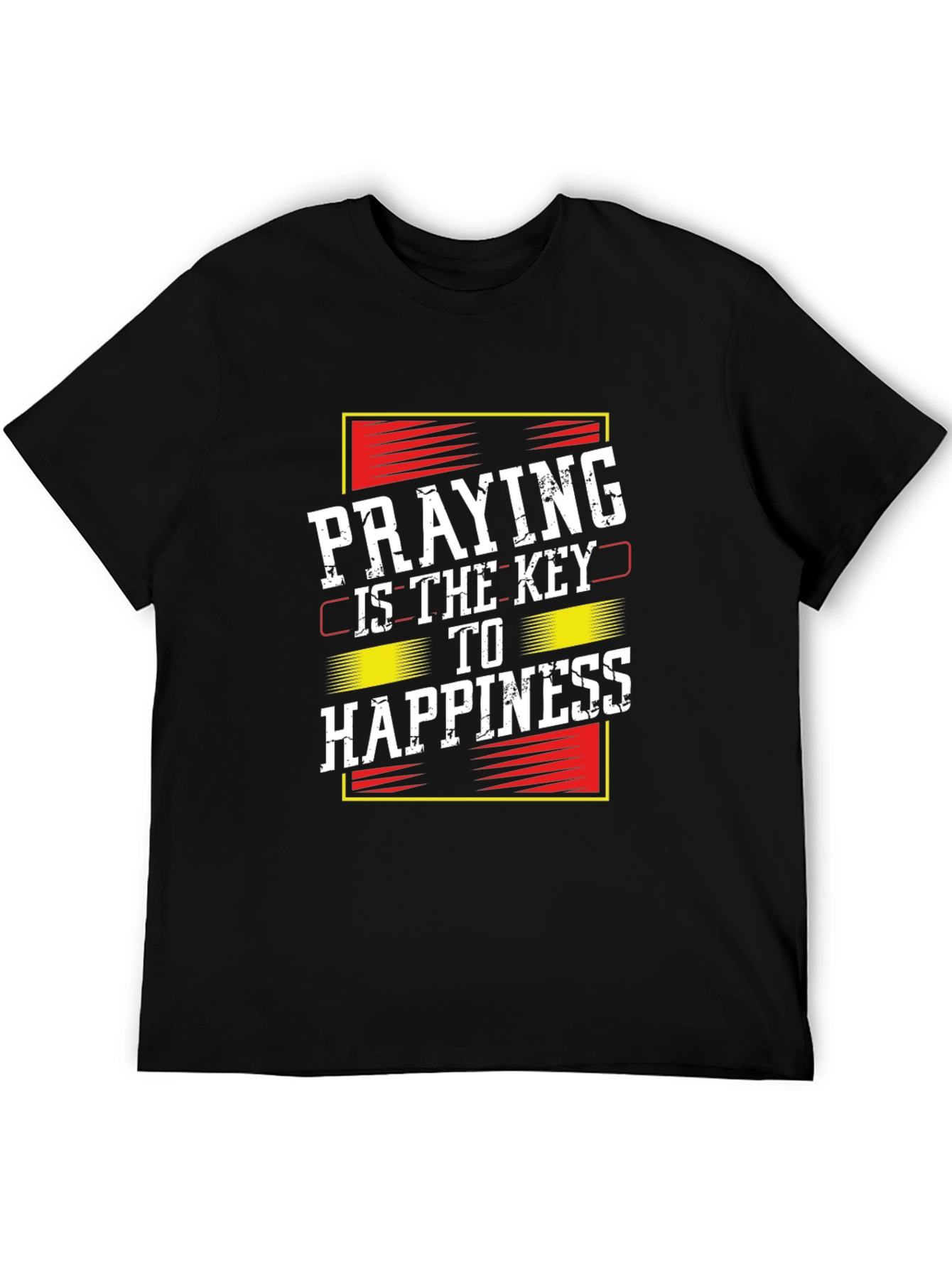 Black Praying is the Key to Happiness Graphic T-Shirt view 5