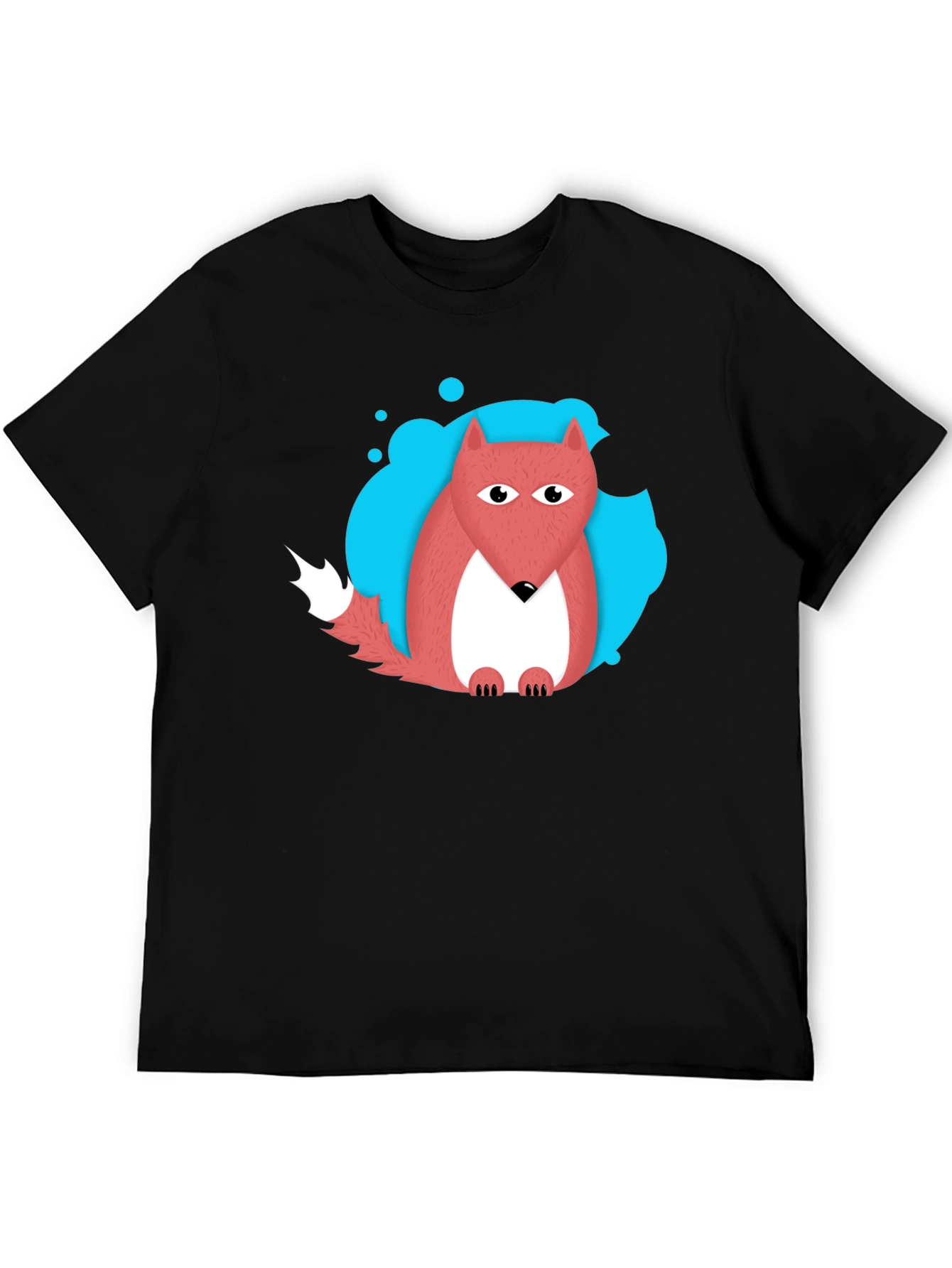 Black Cartoon Fox Graphic Tee - Men's Black T-Shirt view 5