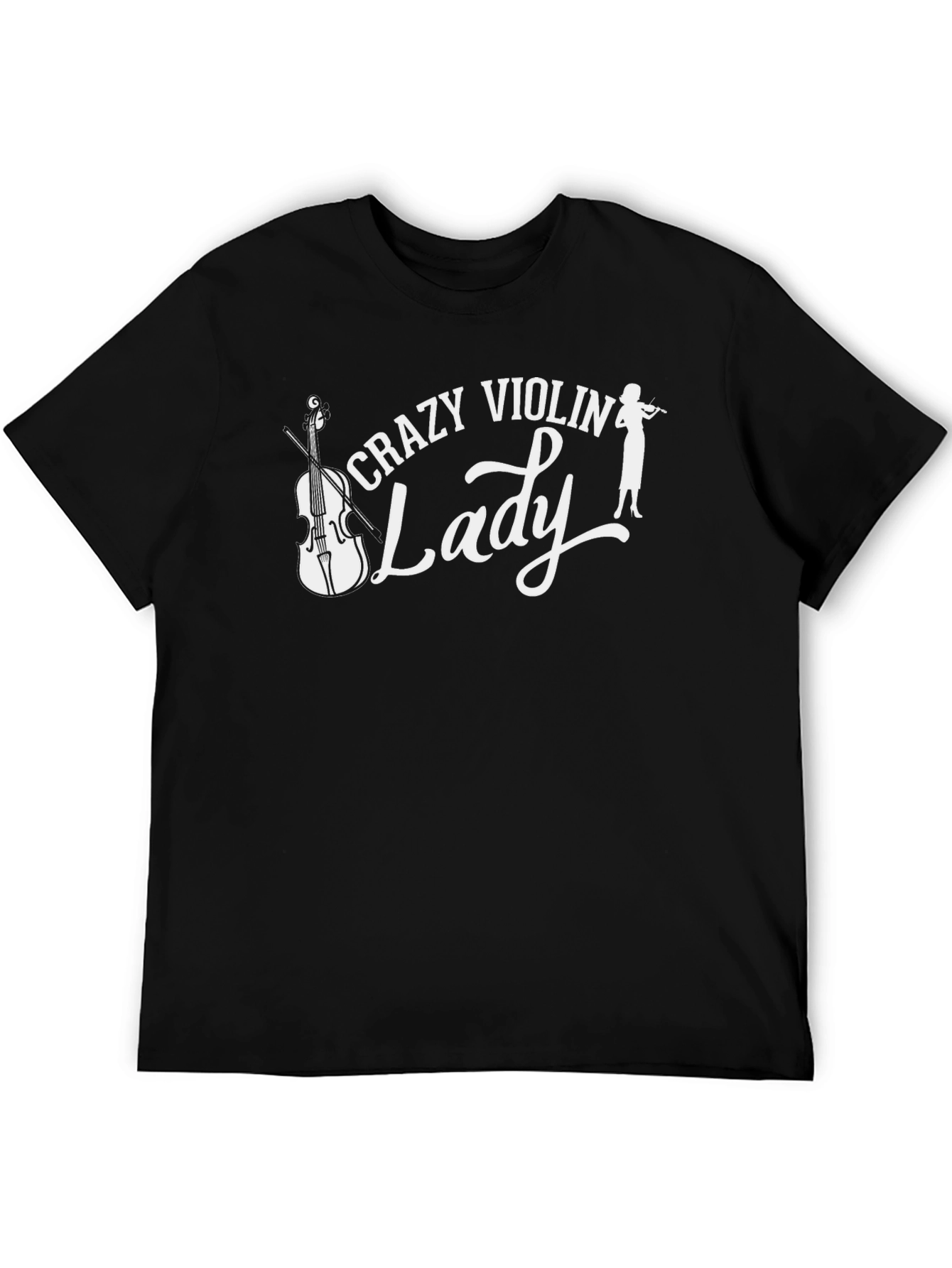 Black Crazy Violin Lady T-Shirt view 5