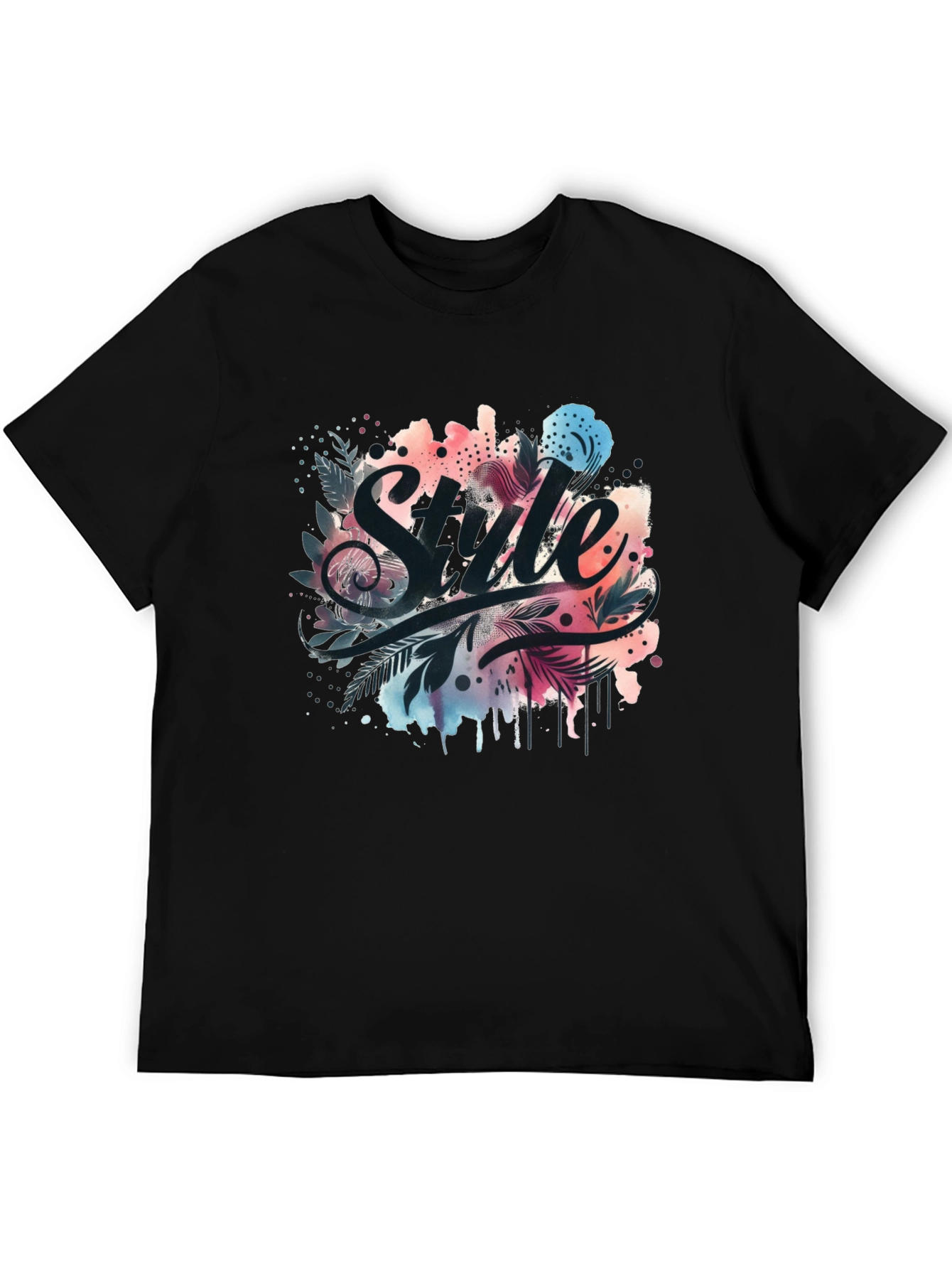 Black Stylish 'Style' Graphic Print Black T-Shirt view 5