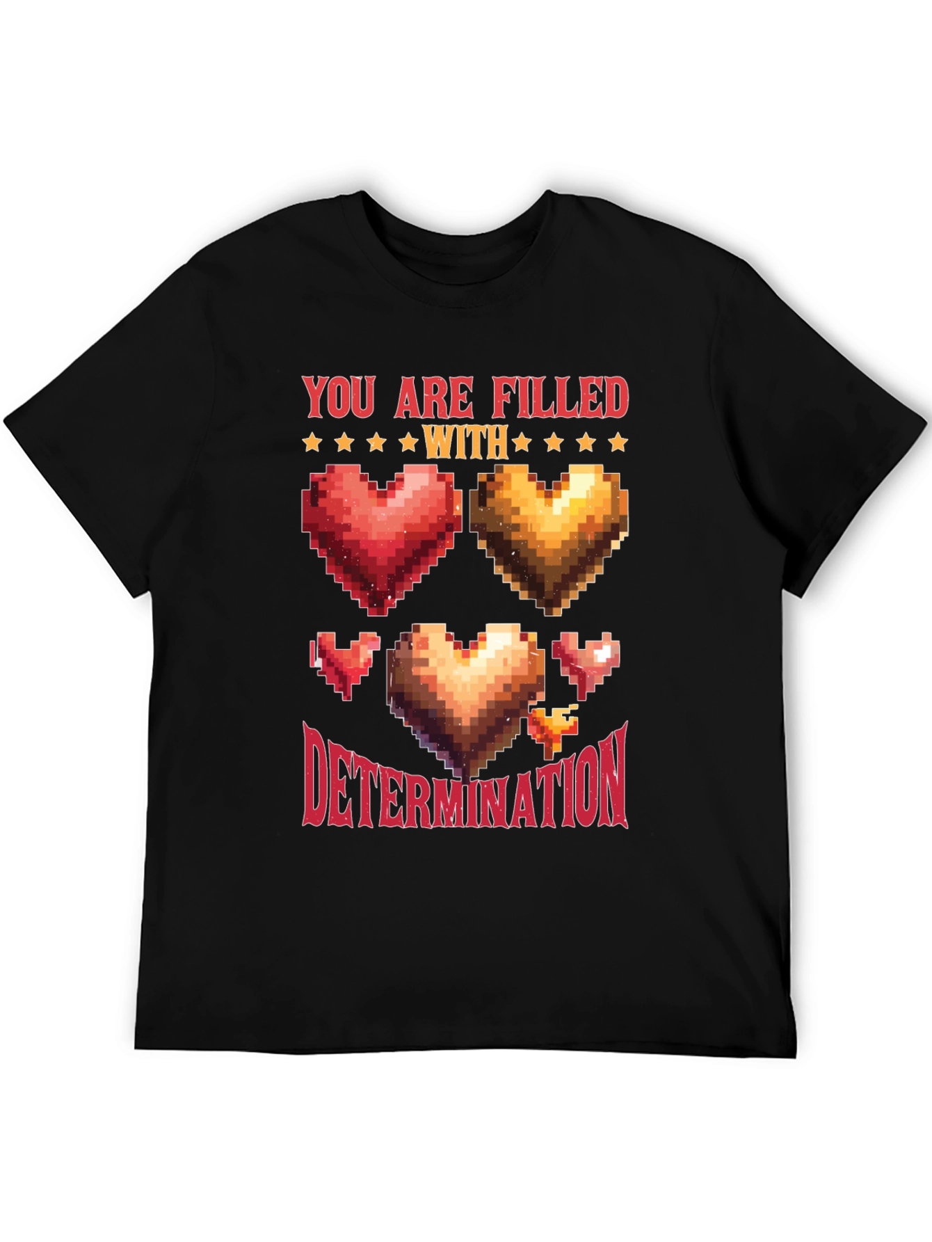 Black Pixel Heart Determination Graphic T-Shirt view 5
