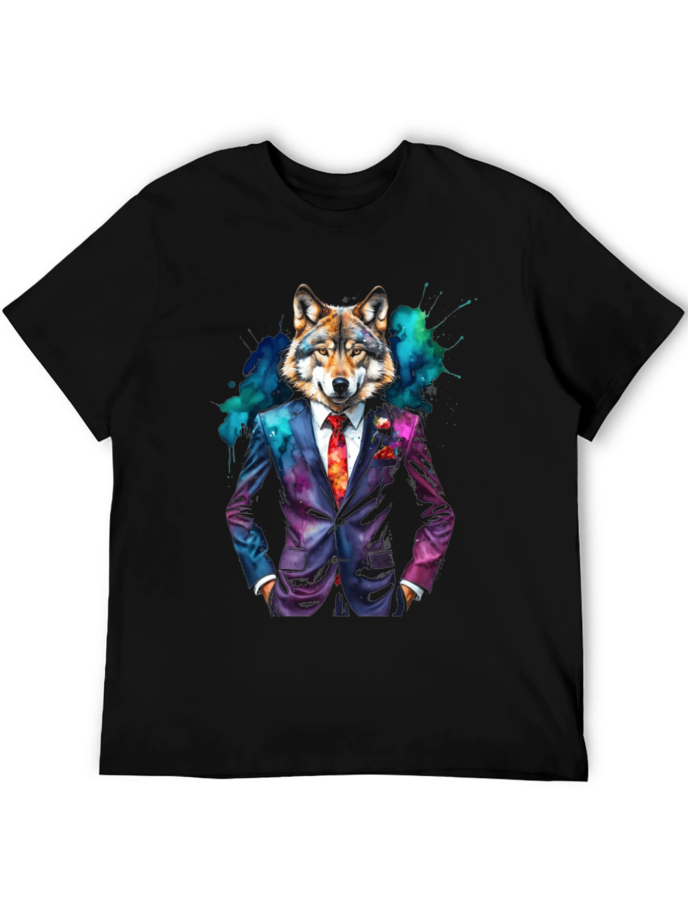 Black Wolf in Suit Graphic Tee - Unique Style view 5