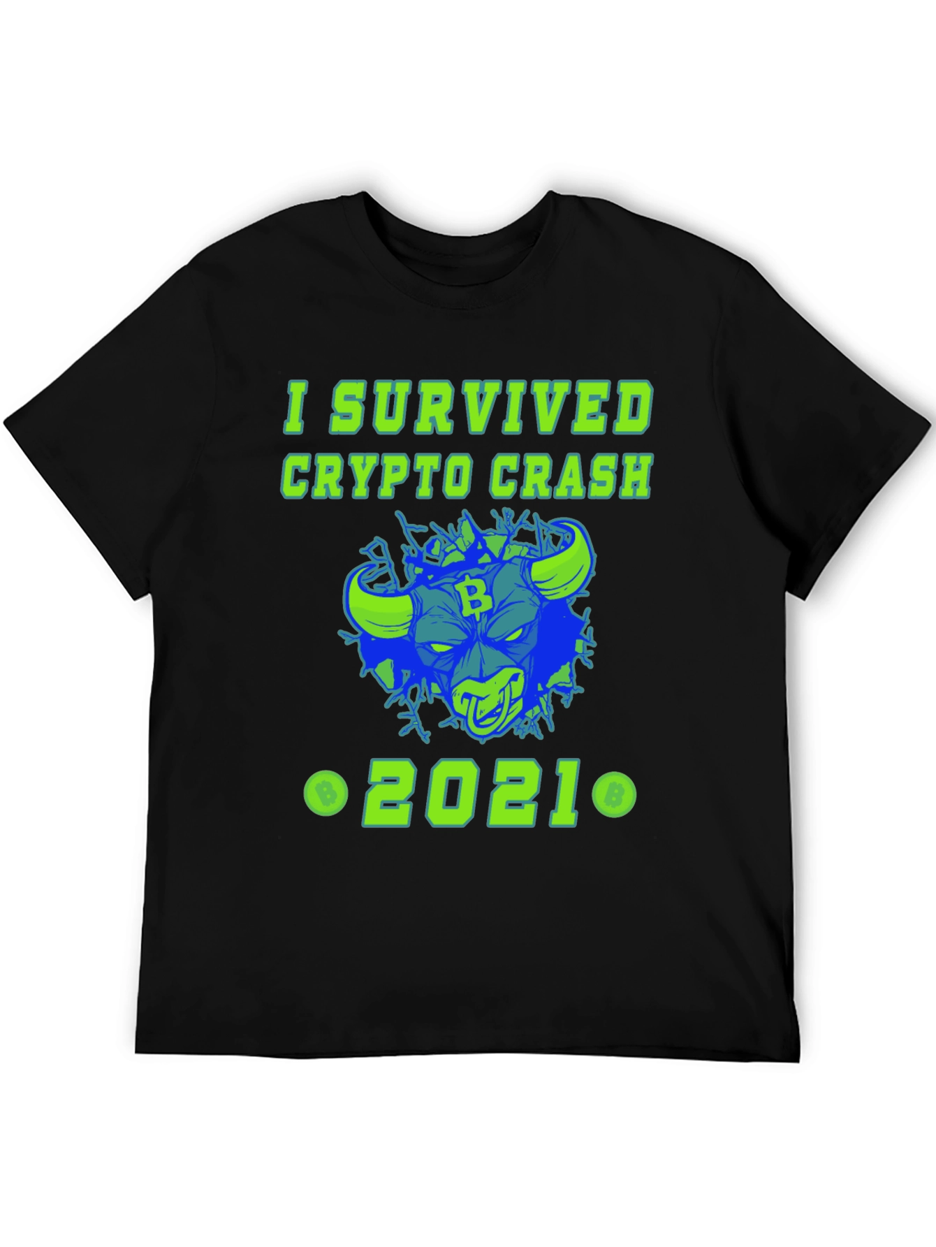 Black I Survived Crypto Crash 2021 Graphic Tee view 5