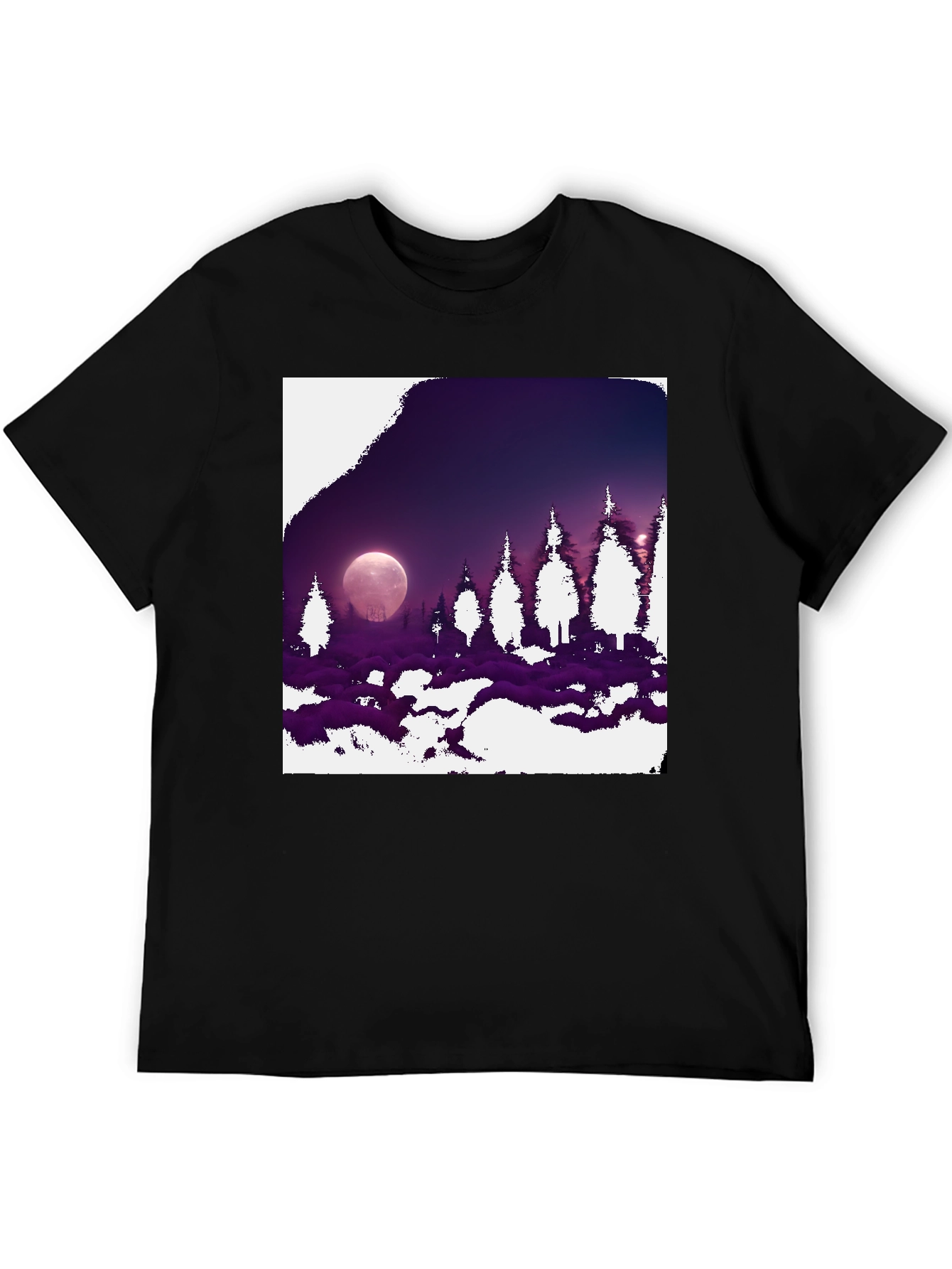 Black Lunar Forest Graphic Tee - Black Cotton Blend view 5