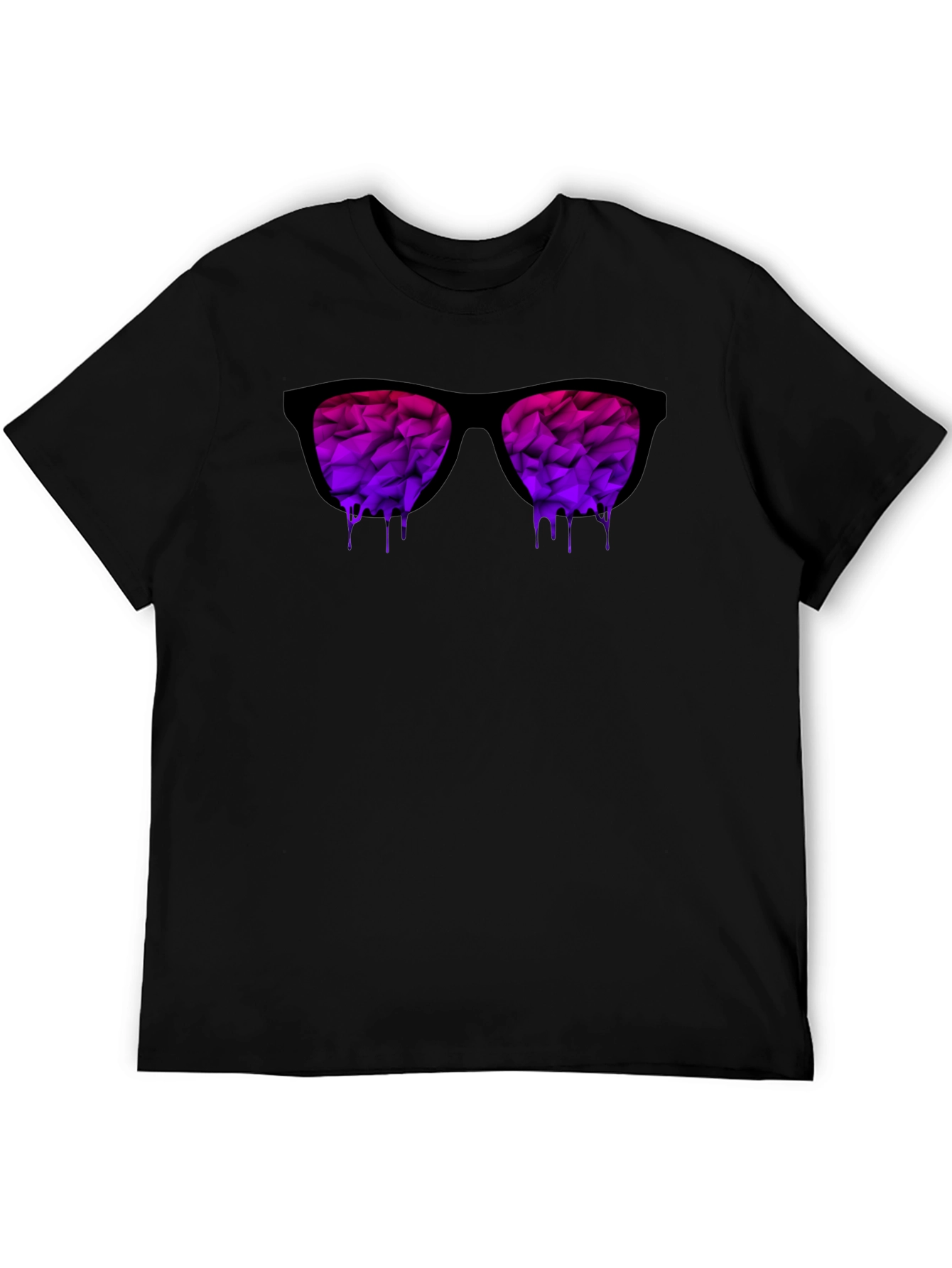 Black Men's Dripping Sunglasses Graphic T-Shirt view 5