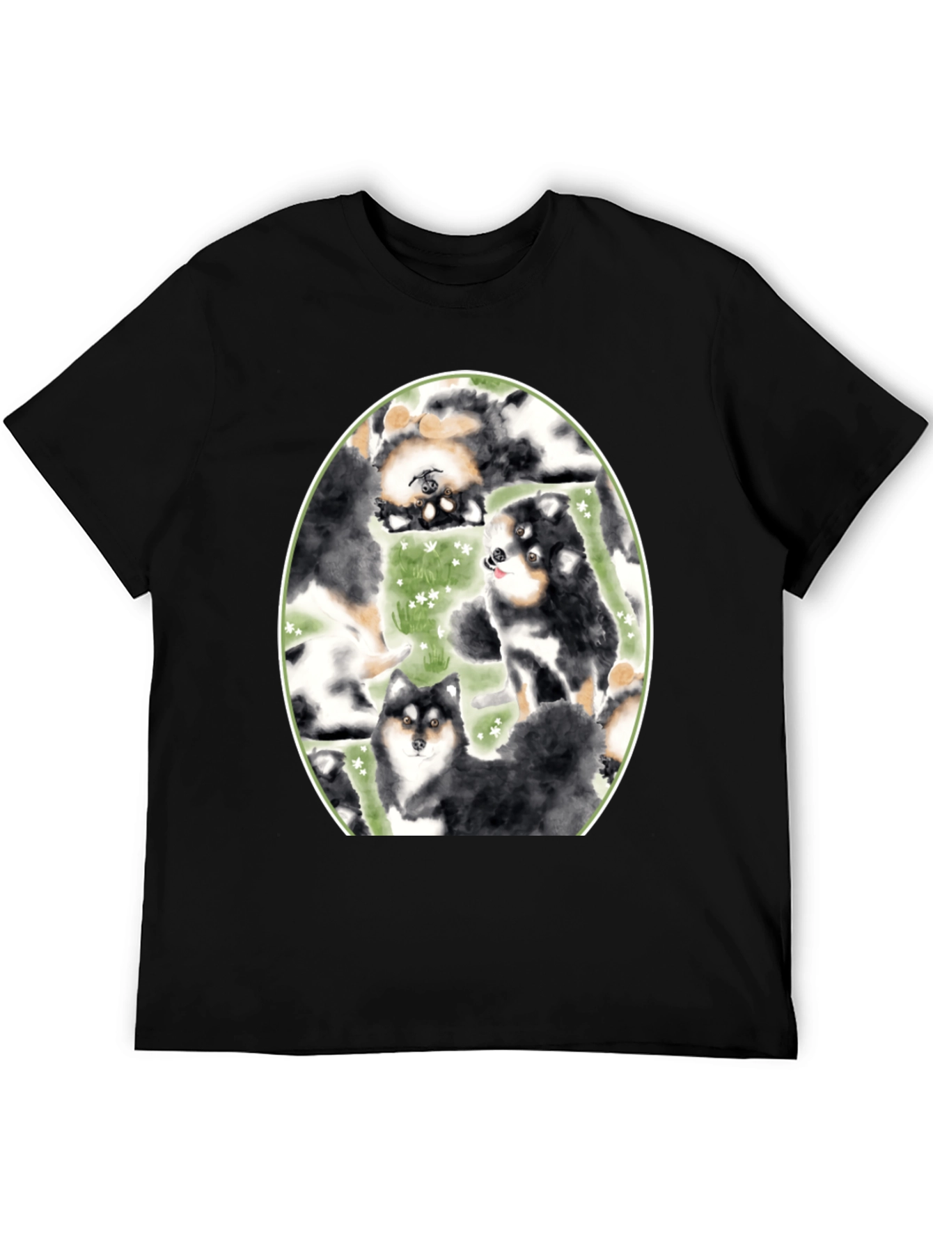 Black Dog Lover's T-Shirt: Cute Canine Pattern, Black view 5
