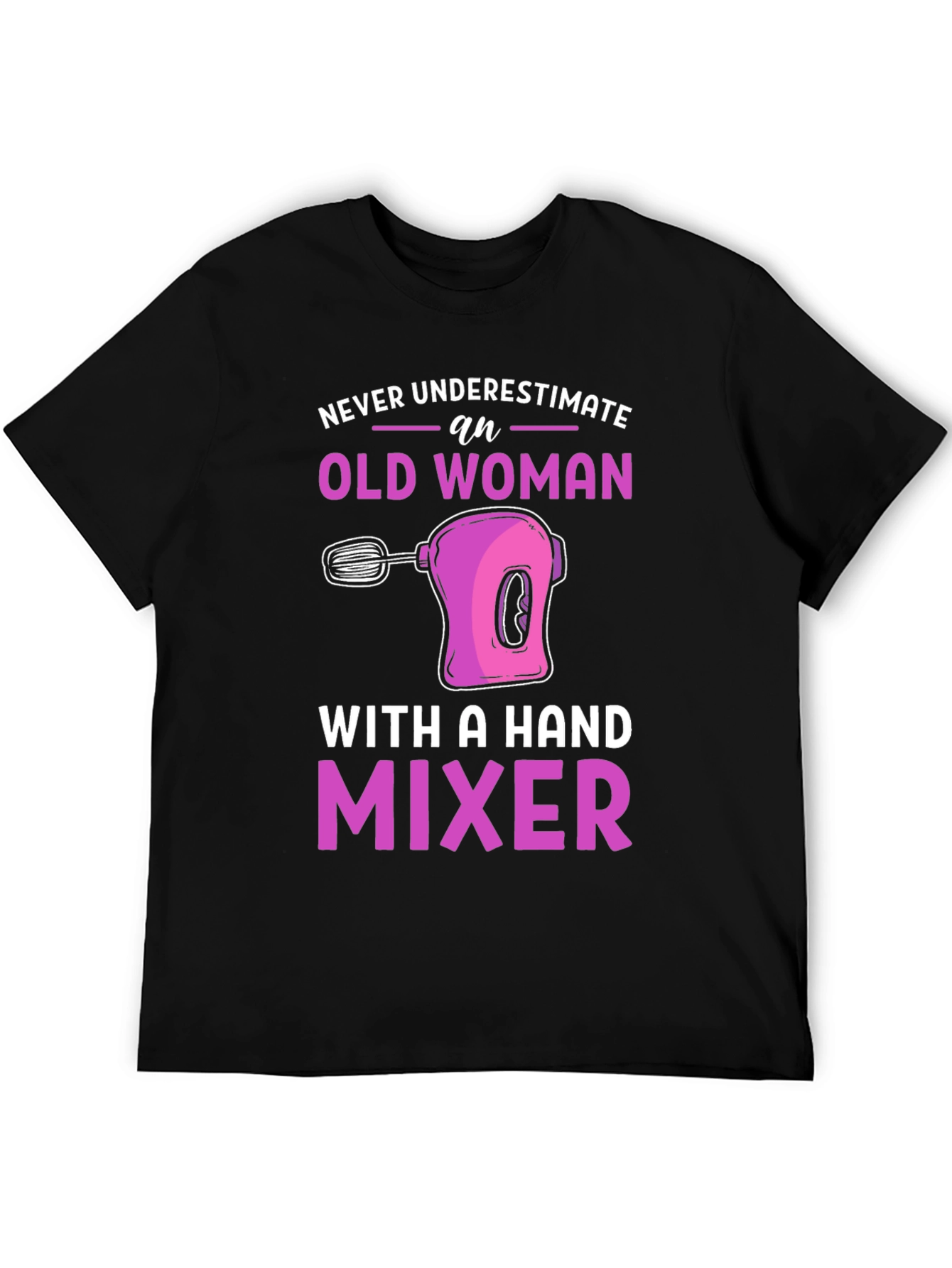 Black Old Woman Hand Mixer Graphic Tee view 5