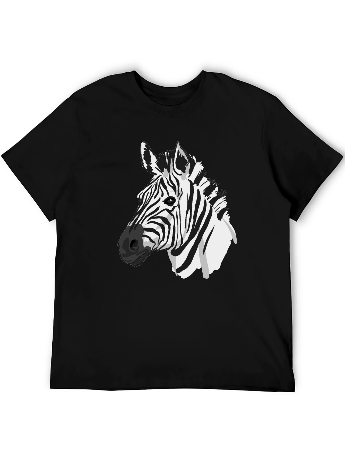 Black Zebra Graphic Tee - Black Cotton Animal Print Shirt view 5
