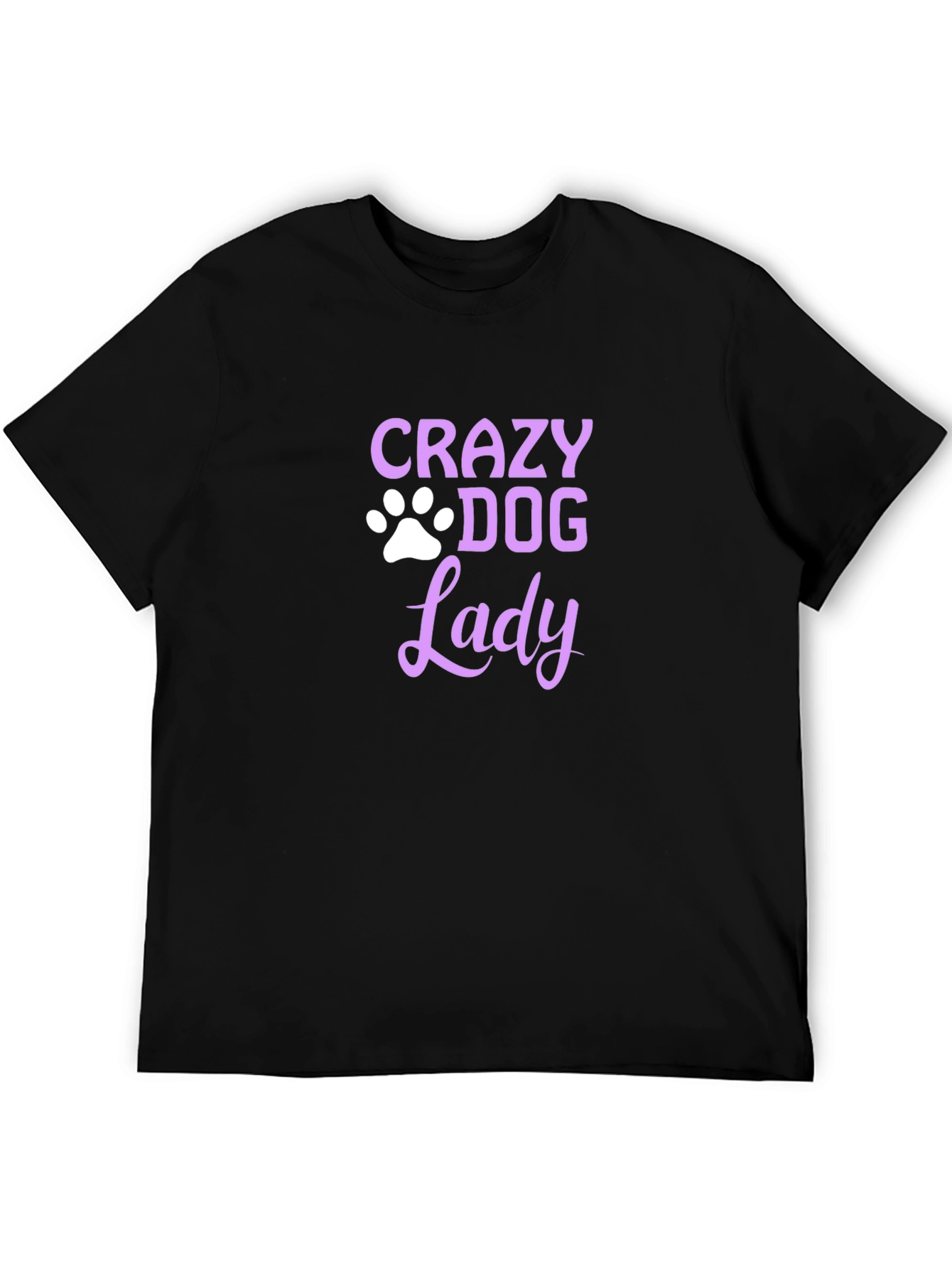 Black Crazy Dog Lady T-Shirt - Paw Print Tee view 5