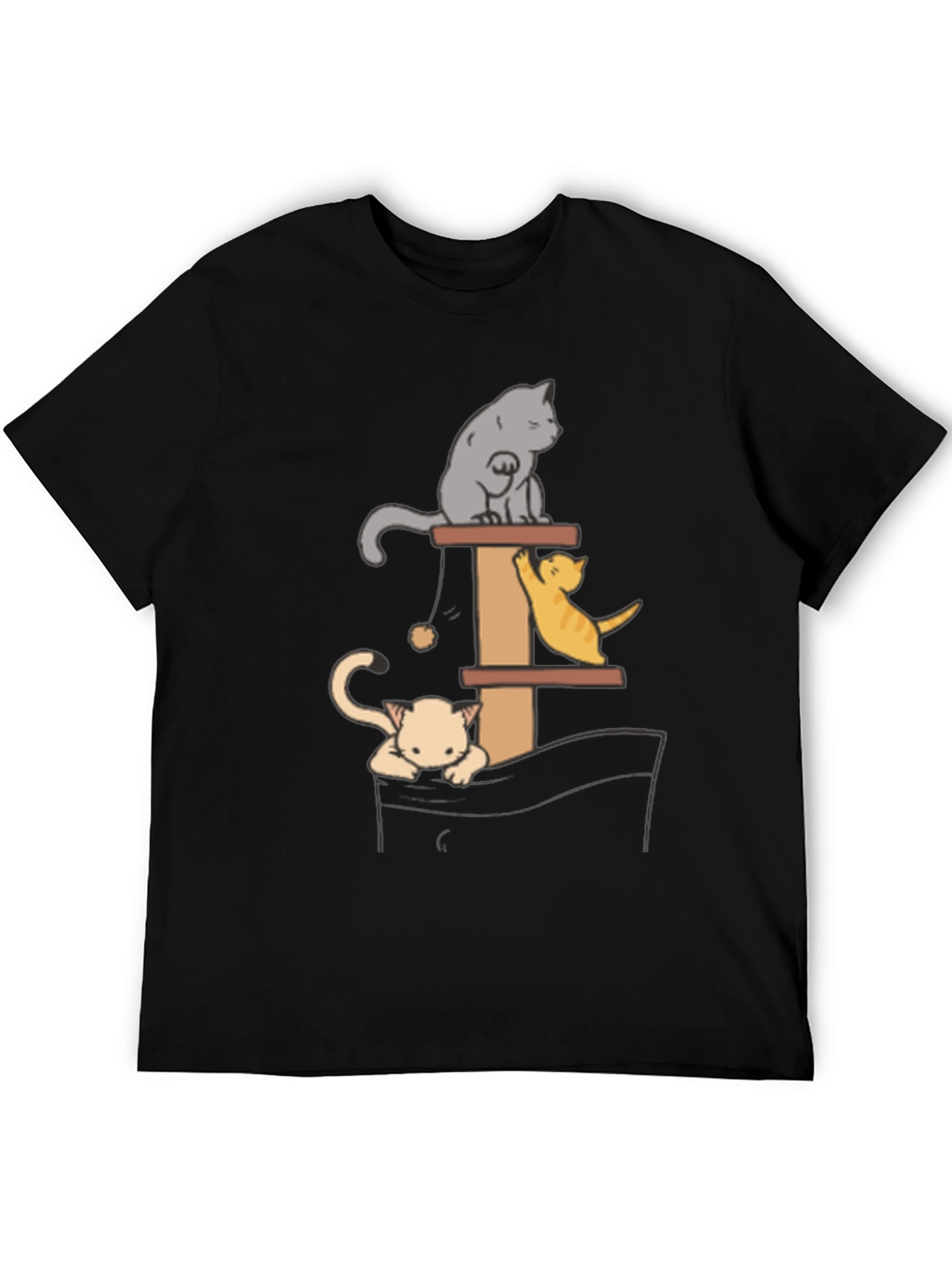 Black Cat Tower T-Shirt - Playful Kitten Design view 5