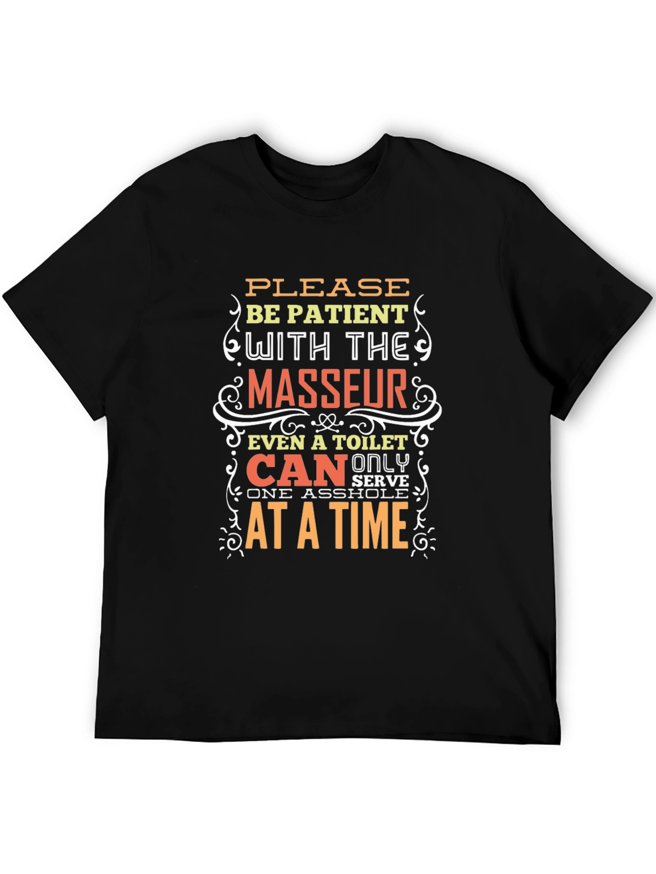 Black Funny Masseur T-Shirt - Be Patient Design view 5