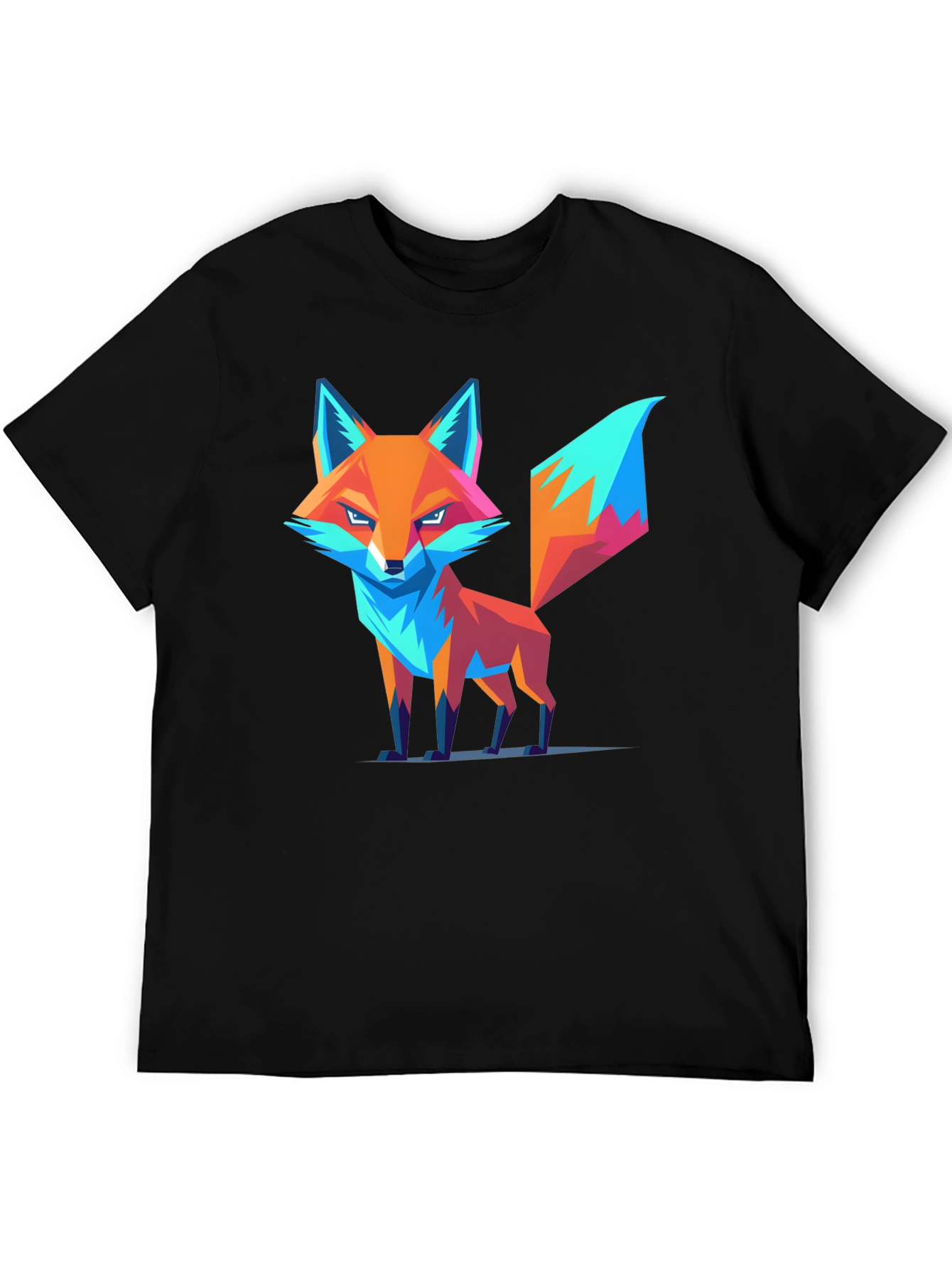 Black Geometric Fox Graphic T-Shirt - Trendy Design view 5