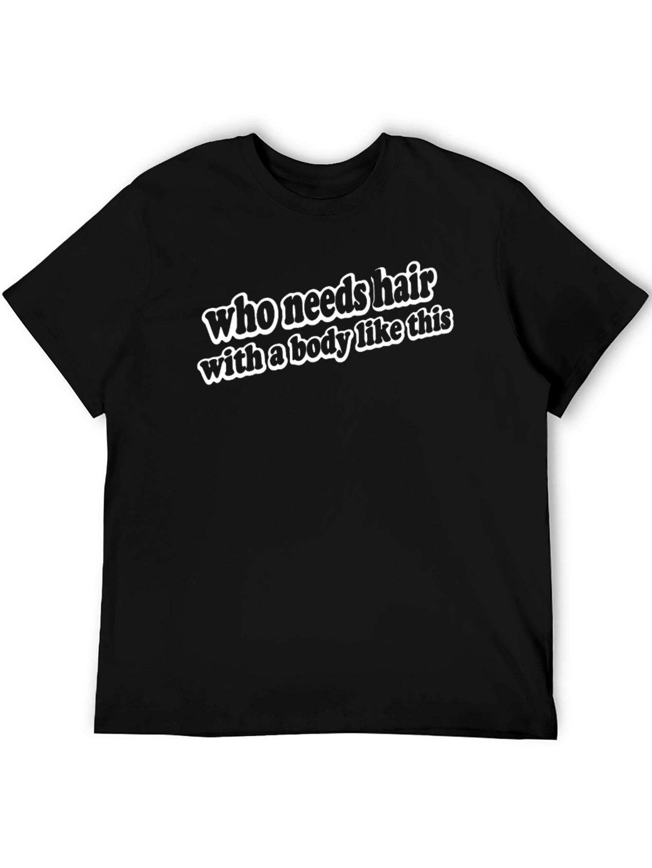 Black Who Needs Hair Funny T-Shirt view 5