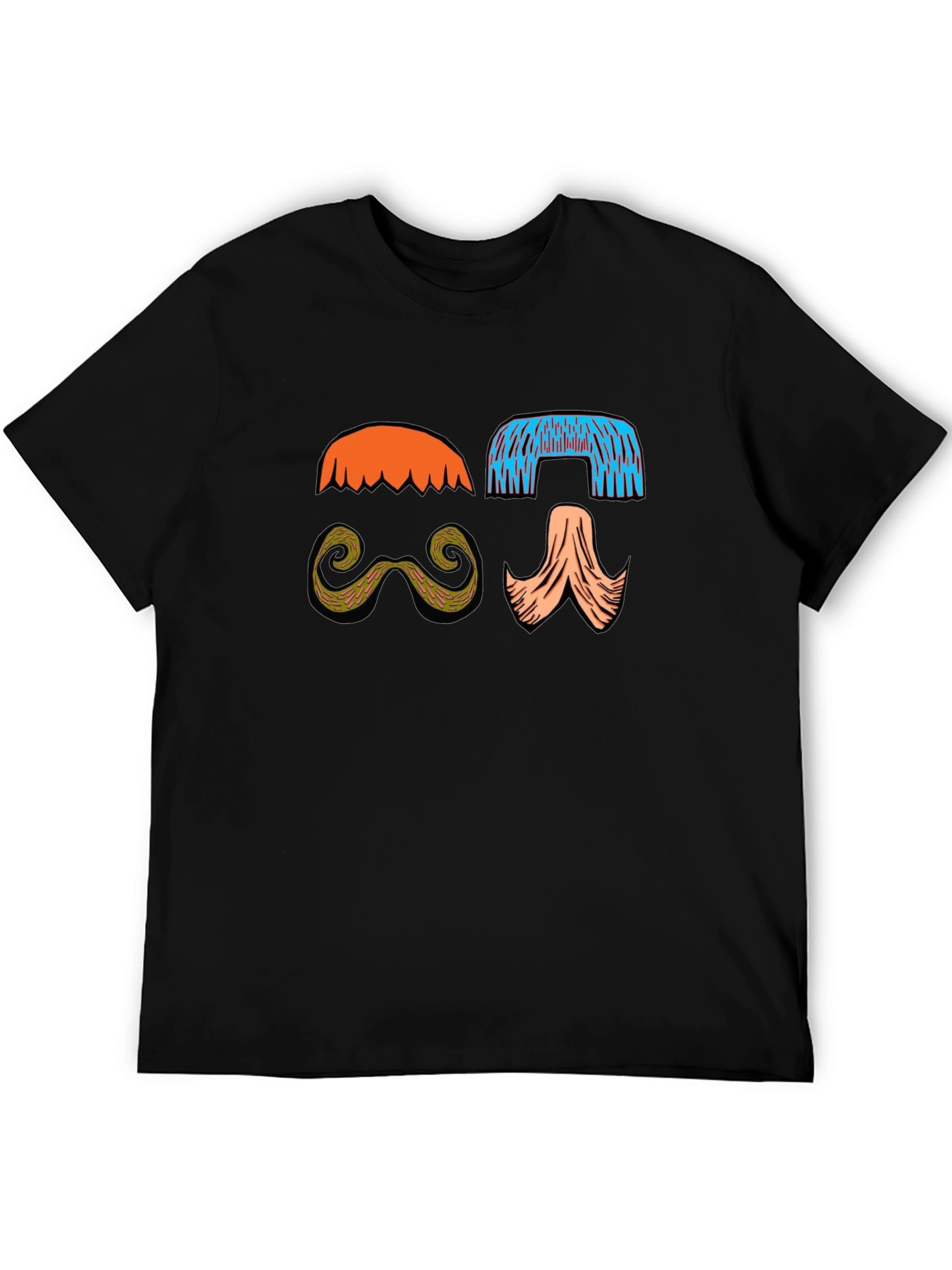 Black Funky Mustache & Wig Graphic Tee view 5