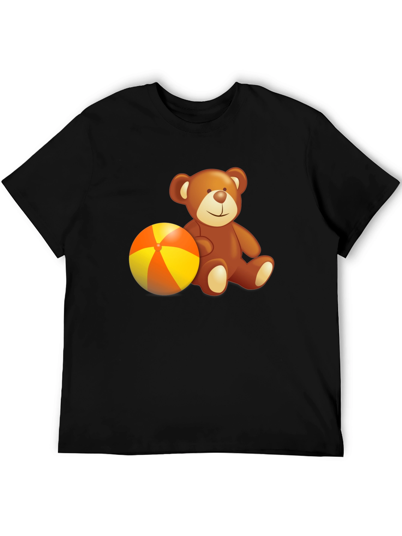 Black Teddy Bear & Beach Ball Graphic Tee - Soft Cotton Comfort view 5