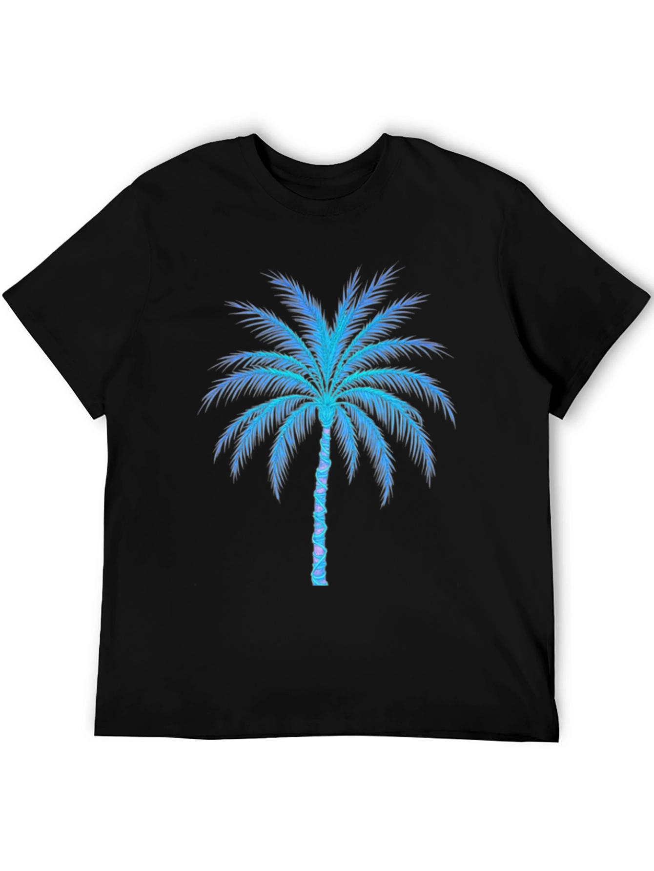 Black Neon Palm Tree Graphic Tee - Black Cotton Blend view 5